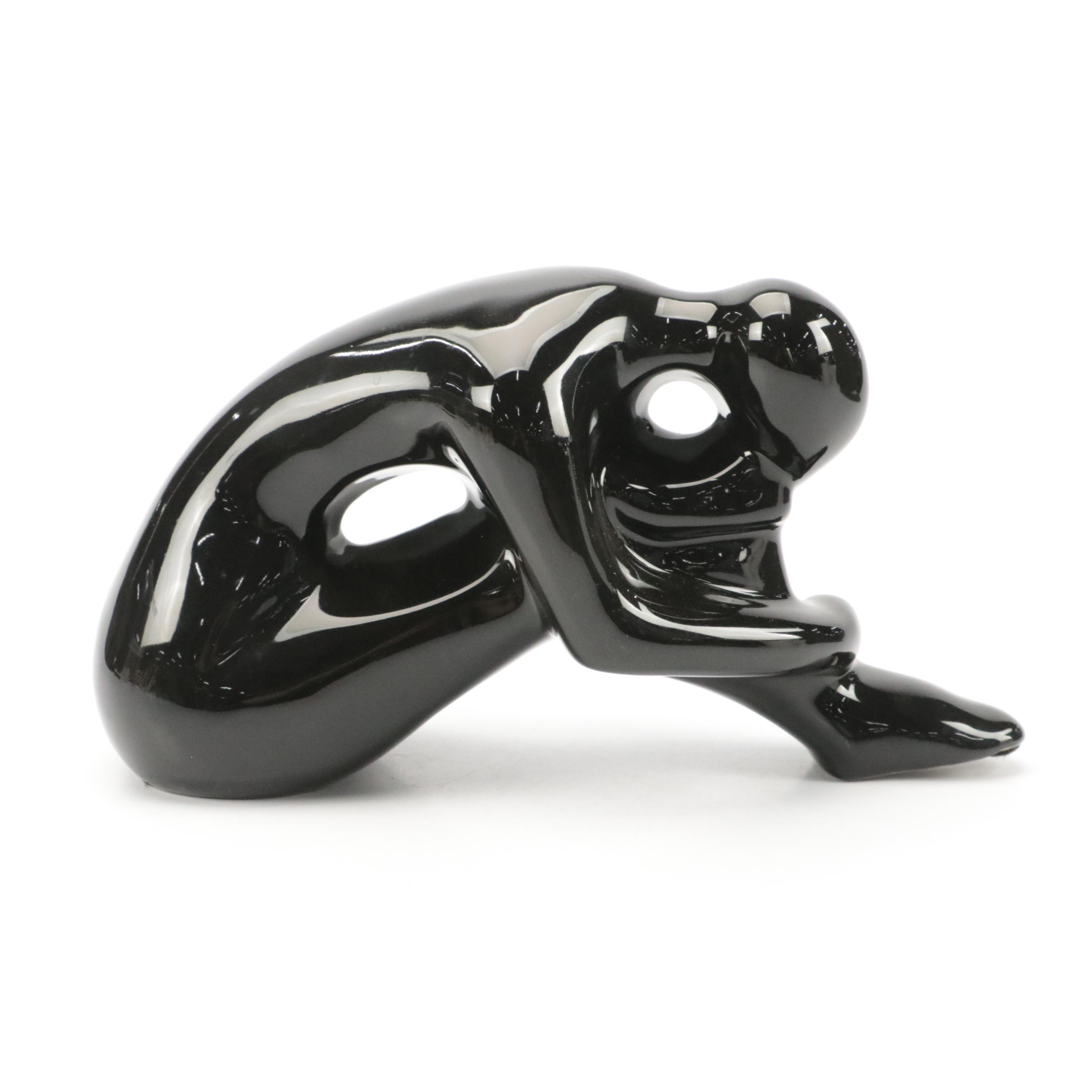 Harris Potteries High Gloss Black Black Glazed Female Figurine