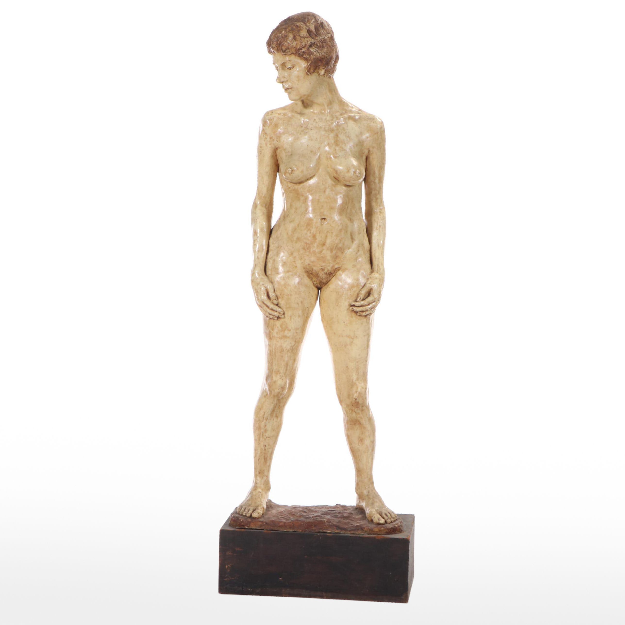 Gary Ross Life-Size Standing Female Nude Painted Fiberglass Sculpture