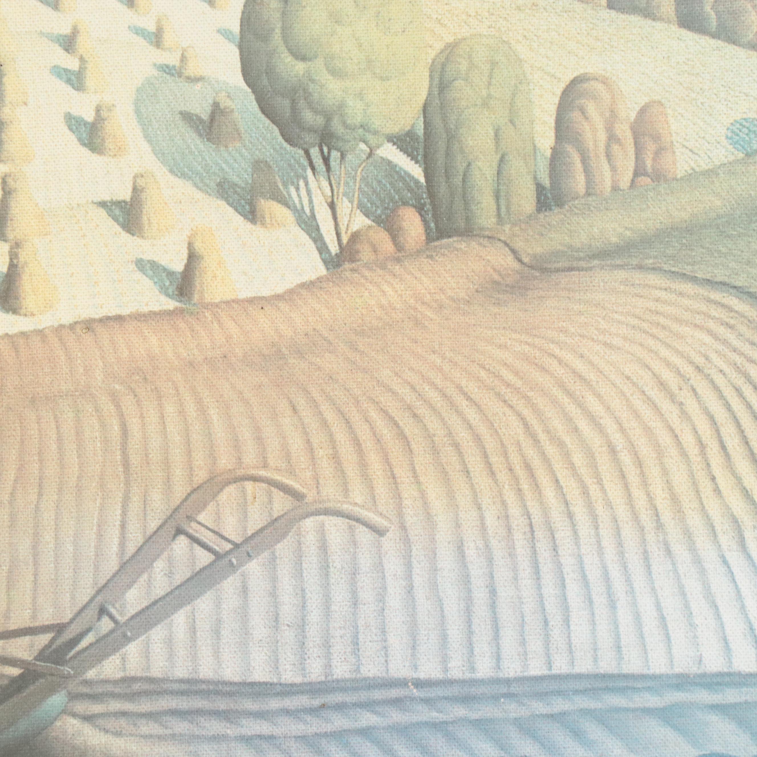 After Grant Wood Offset Lithograph "Fall Plowing"