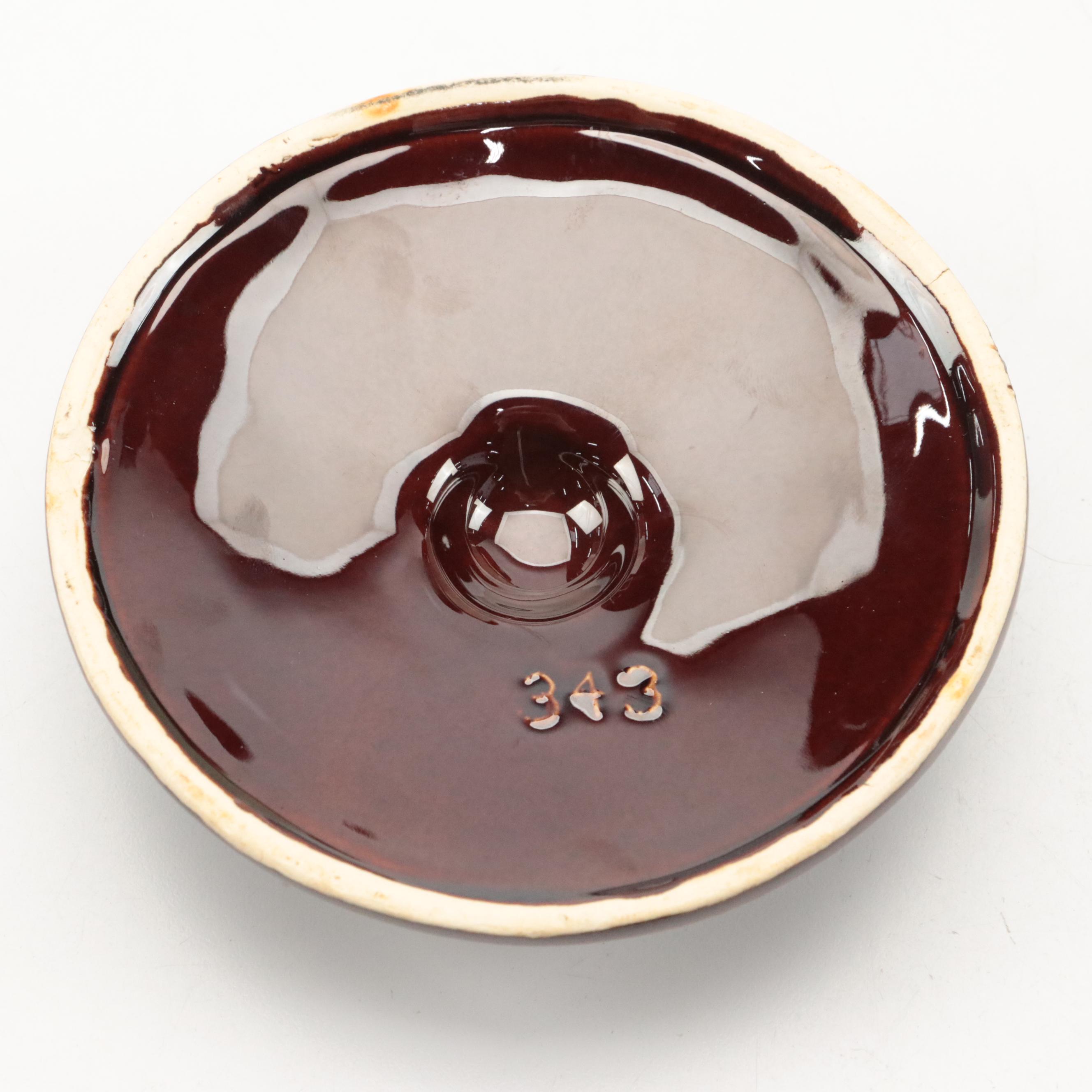 McCoy Pottery Glazed Stoneware Two-Toned Bean Pot with Lid