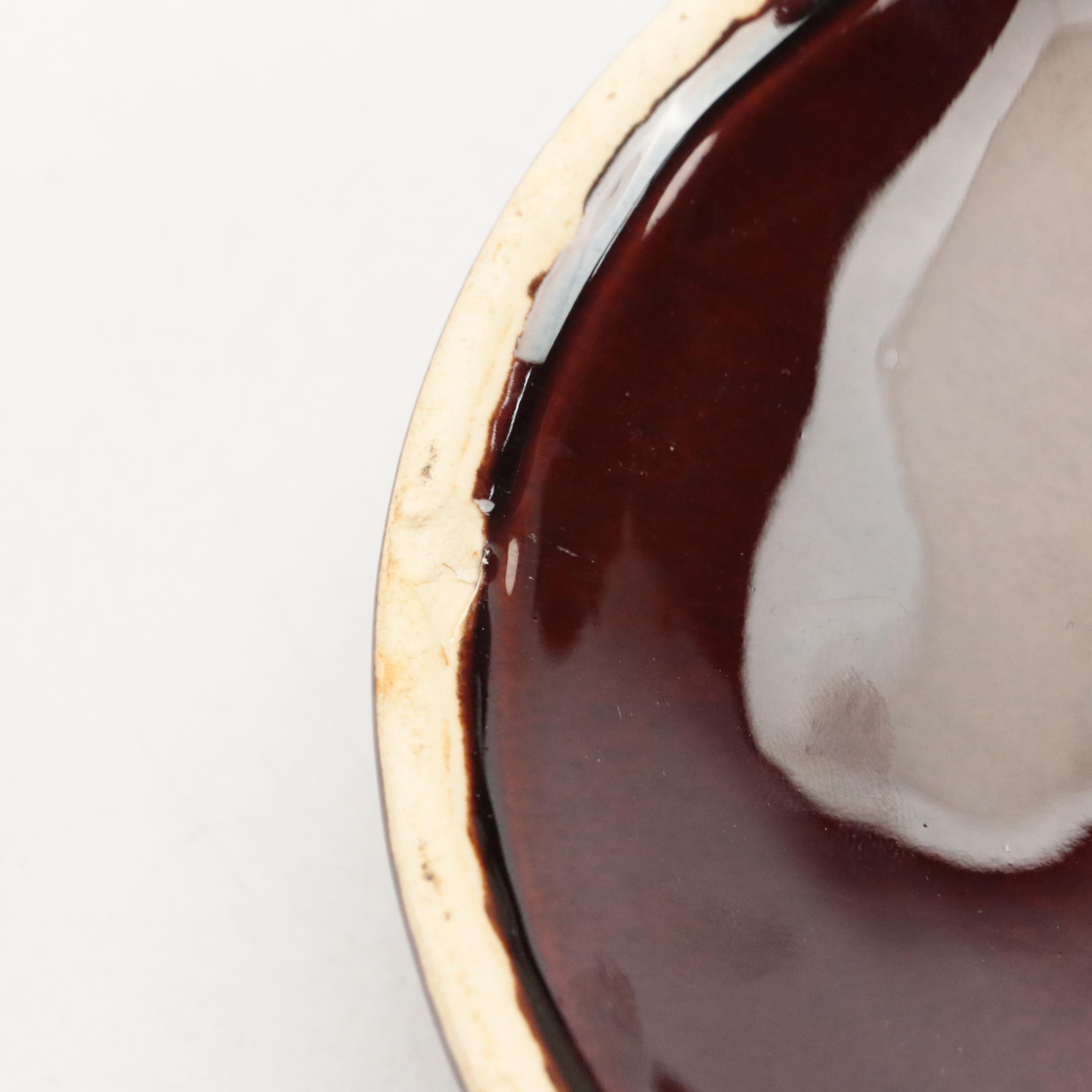 McCoy Pottery Glazed Stoneware Two-Toned Bean Pot with Lid