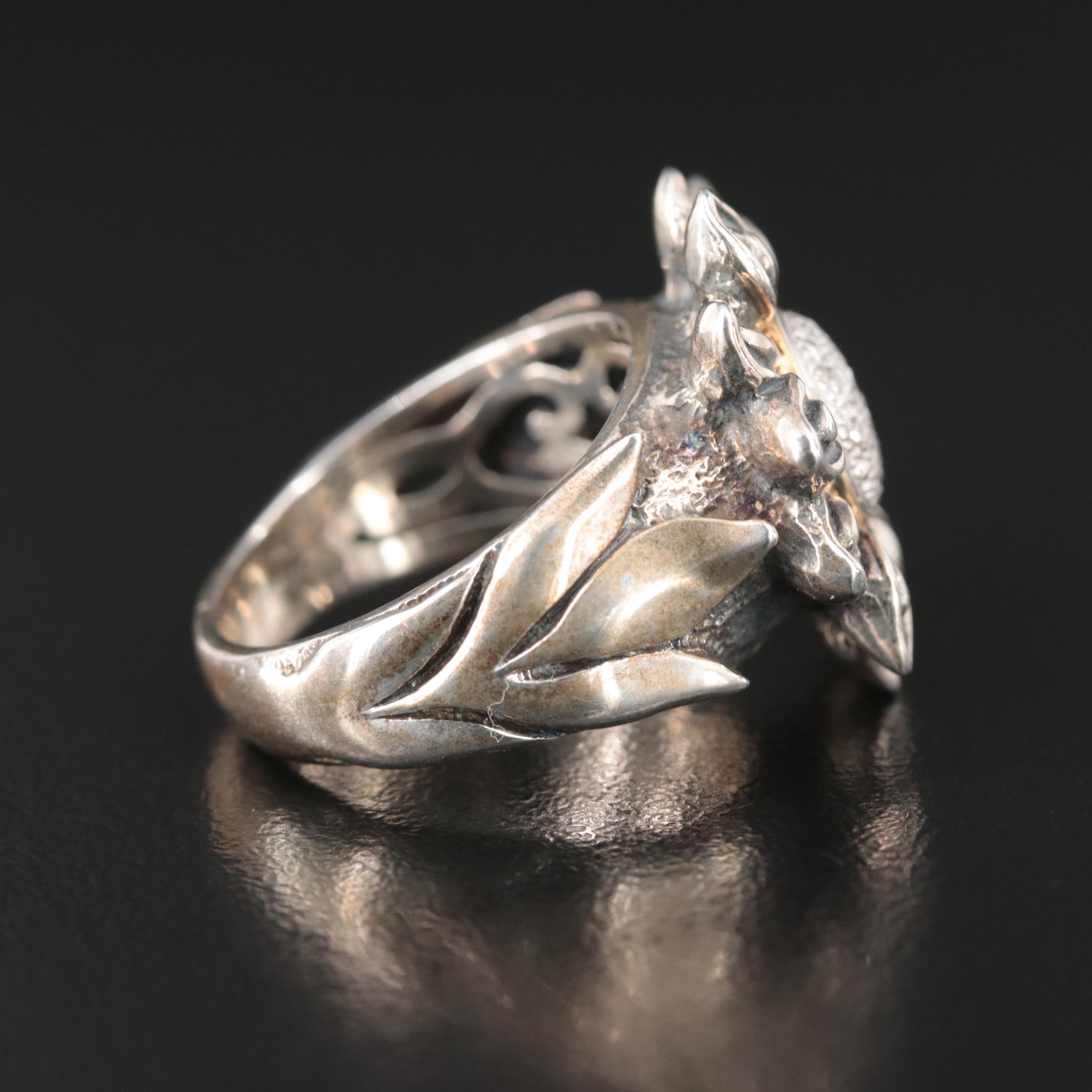 Israeli Sterling Diamond Ring with 14K Accent