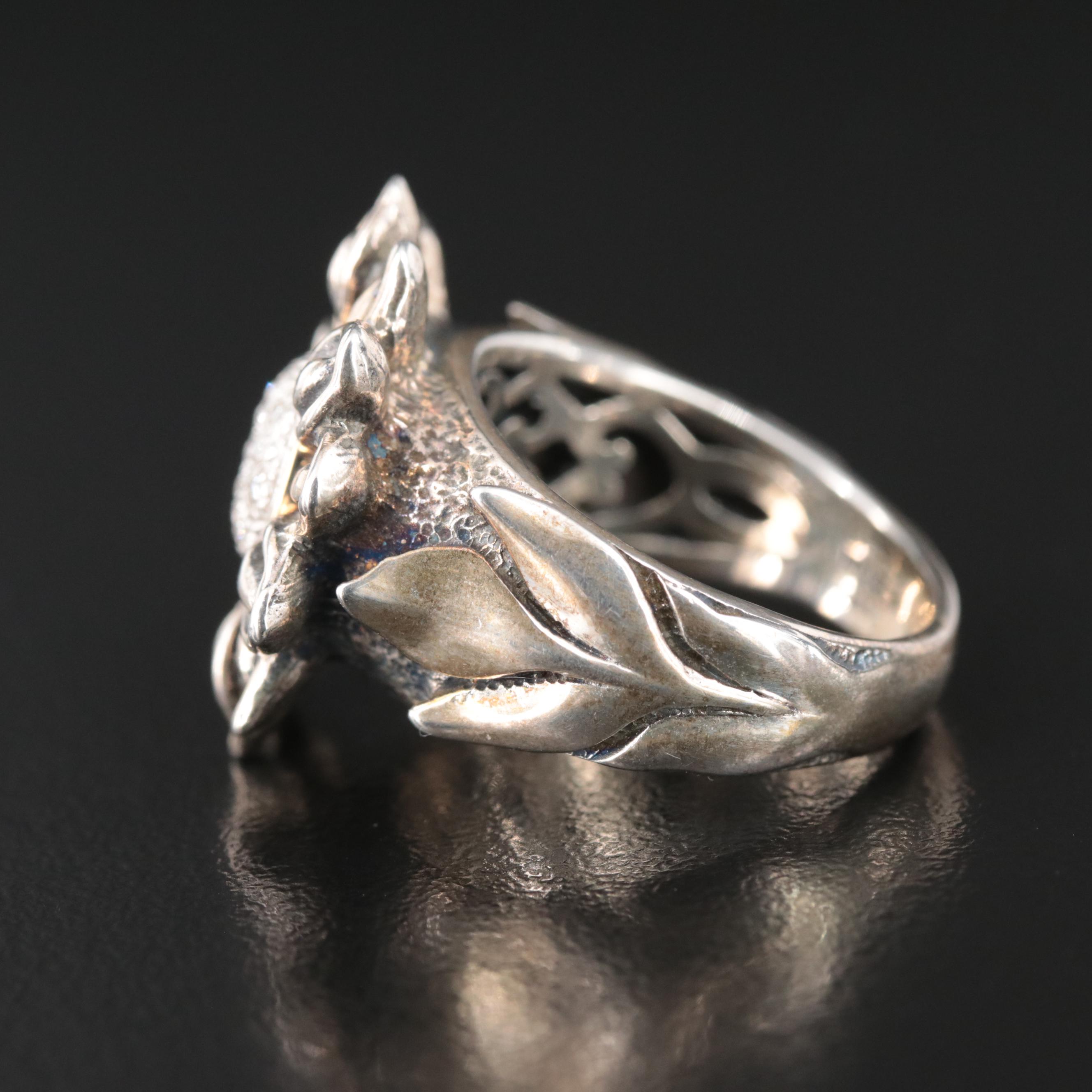 Israeli Sterling Diamond Ring with 14K Accent