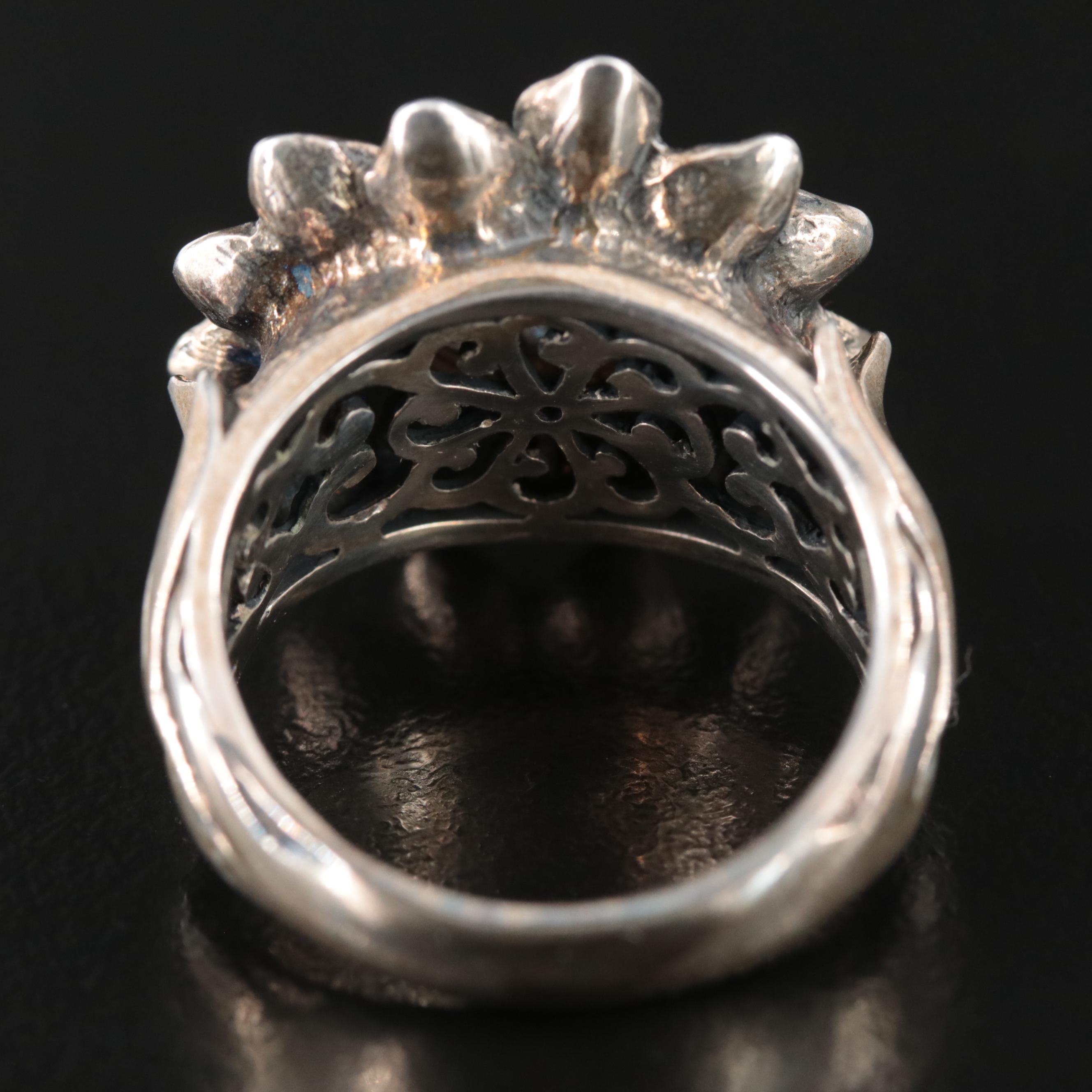 Israeli Sterling Diamond Ring with 14K Accent