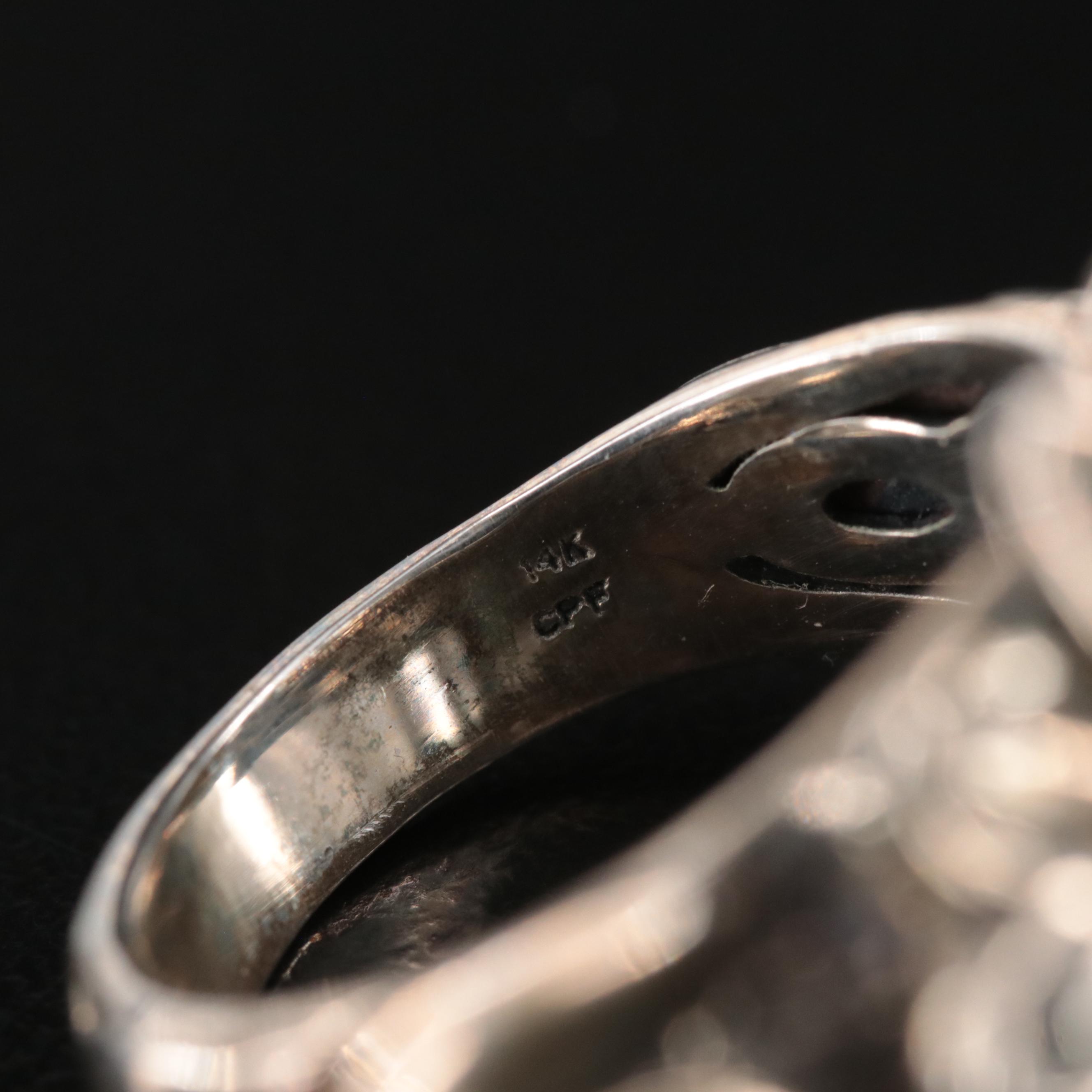 Israeli Sterling Diamond Ring with 14K Accent