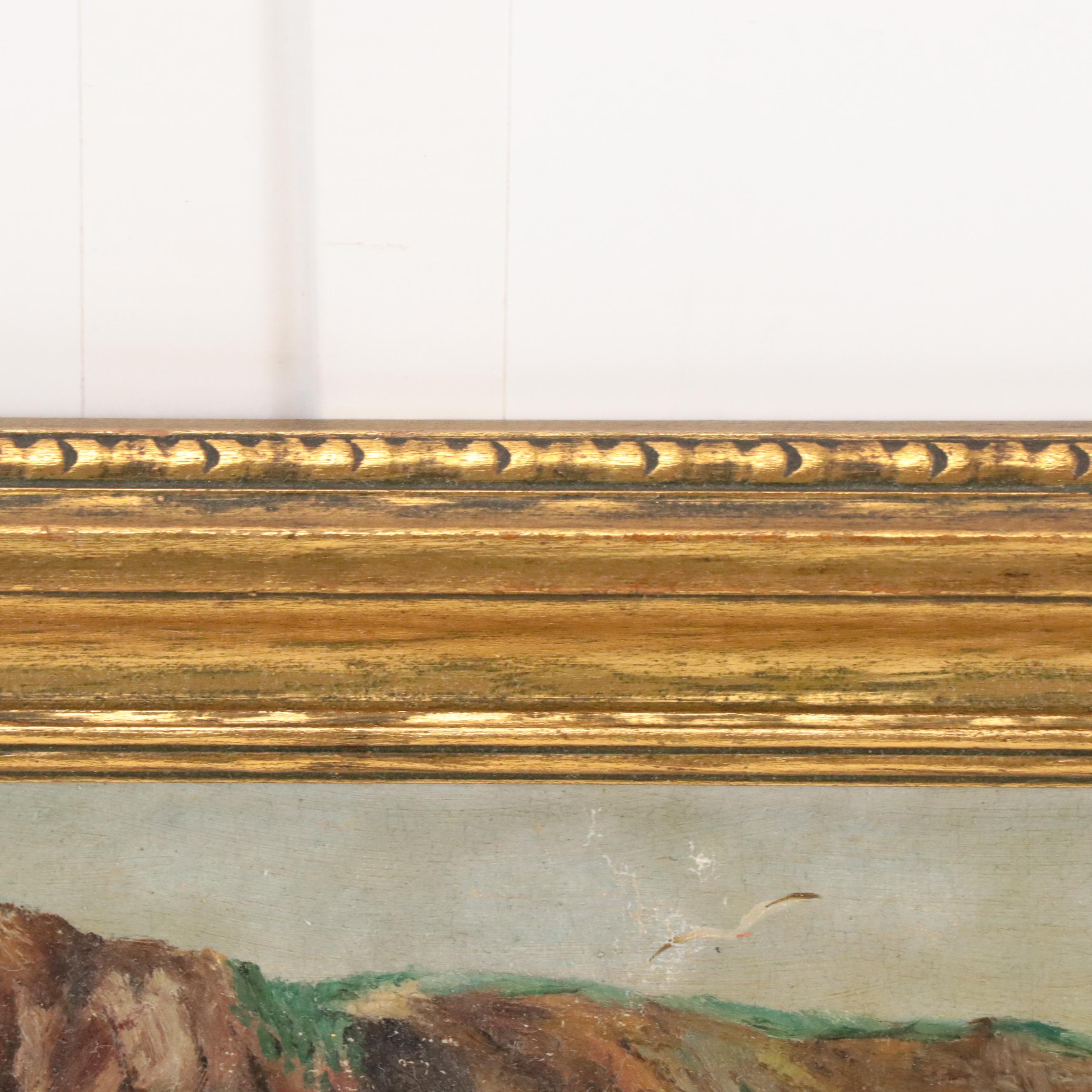 L. Barzic Coastal Oil Painting "Percé Gaspe Peninsula," Early 20th Century