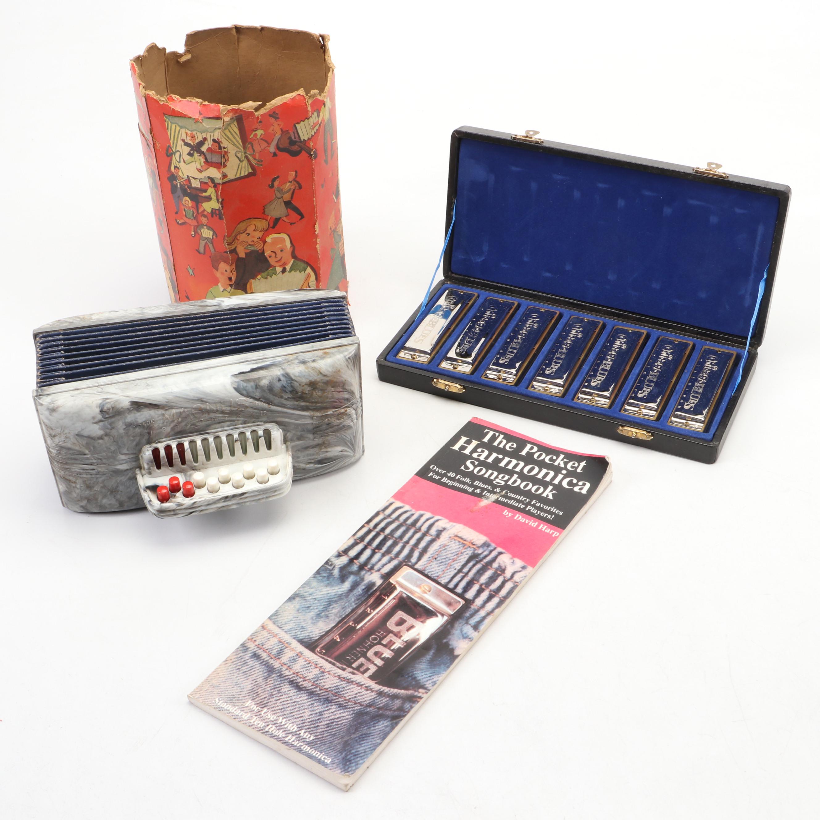 Chicago Blues Harmonica Set with Song Book and Magnus Accordion