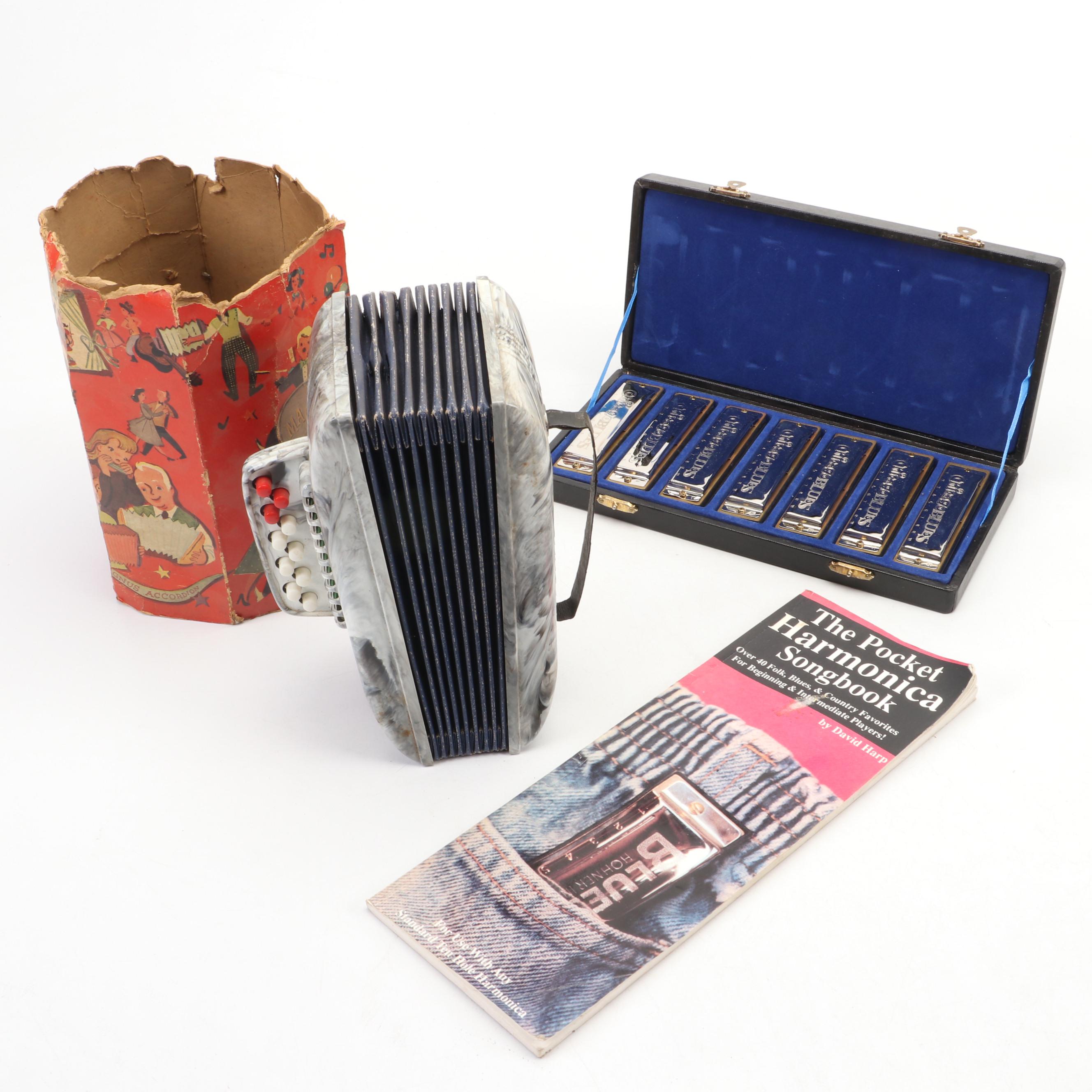 Chicago Blues Harmonica Set with Song Book and Magnus Accordion