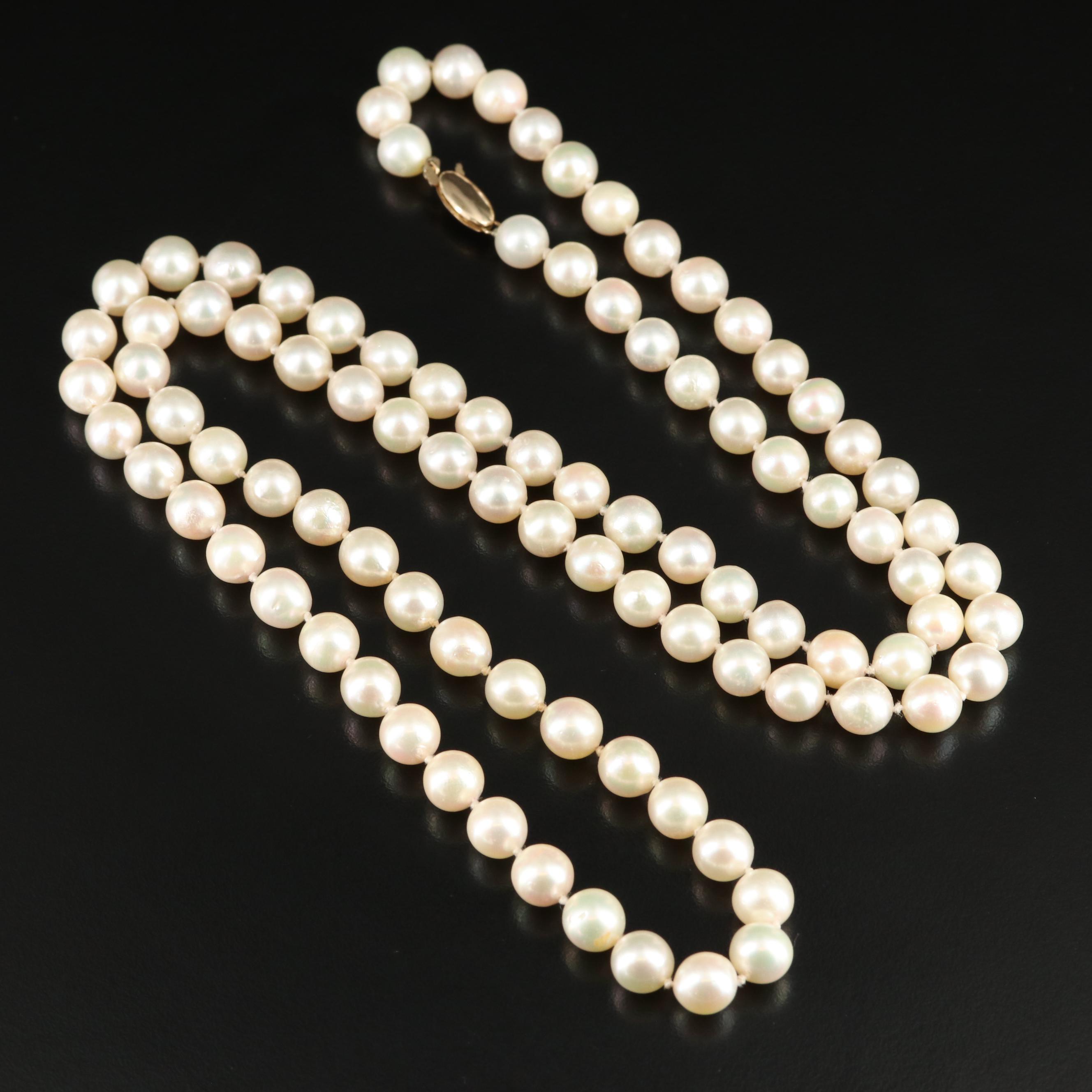 Pearl Necklace with 14K Clasp