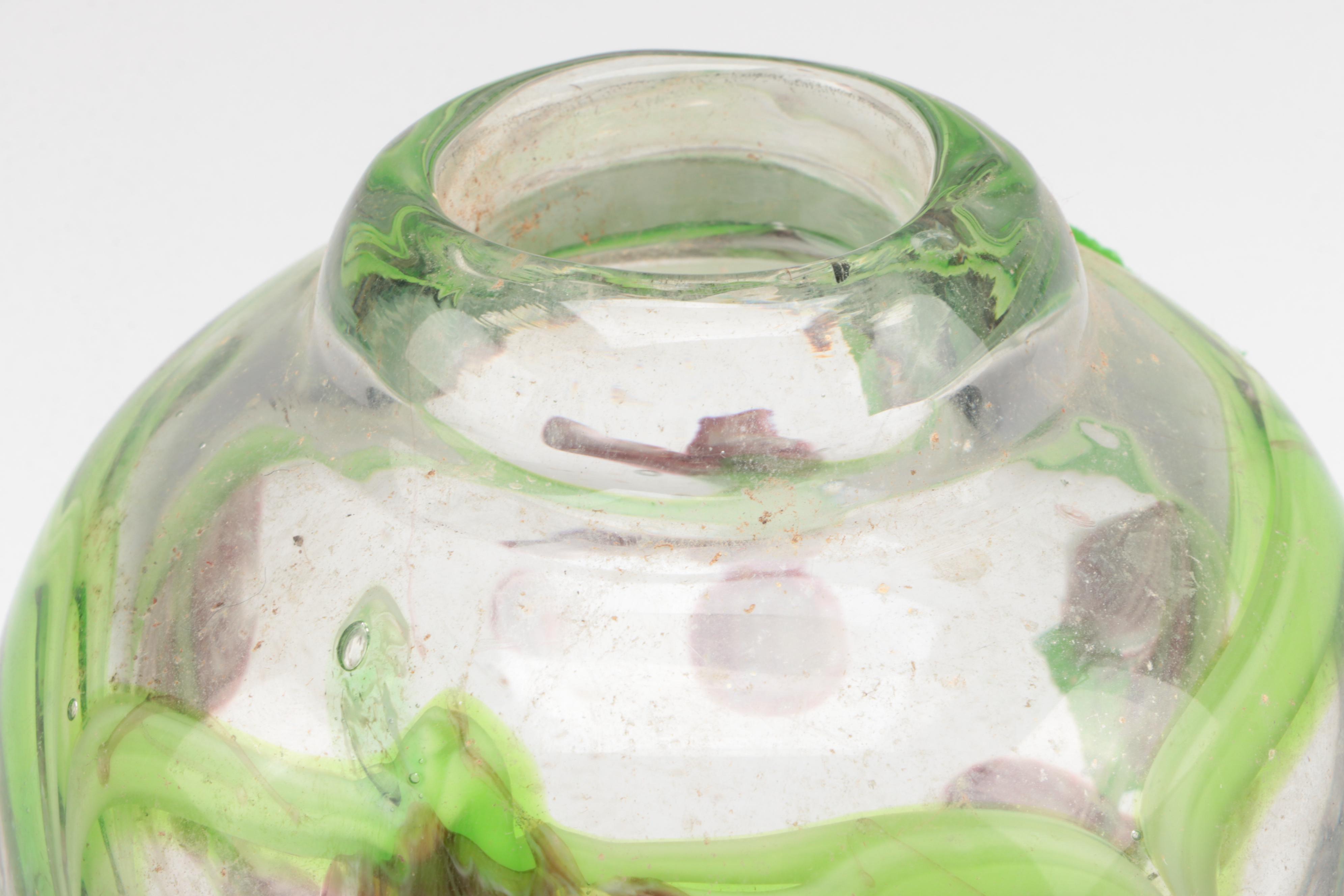 Murano Style Purple Flower Glass Vase