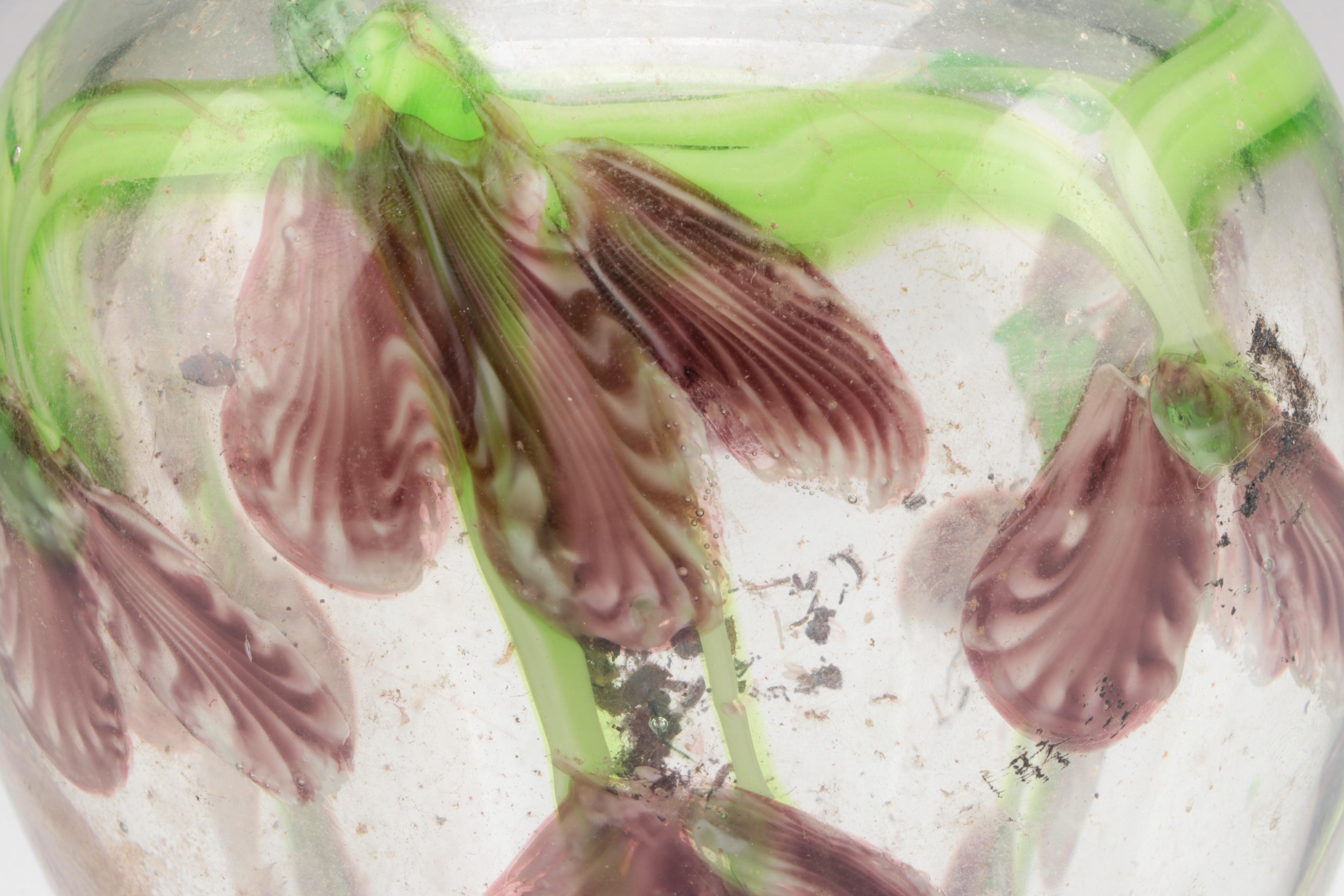 Murano Style Purple Flower Glass Vase