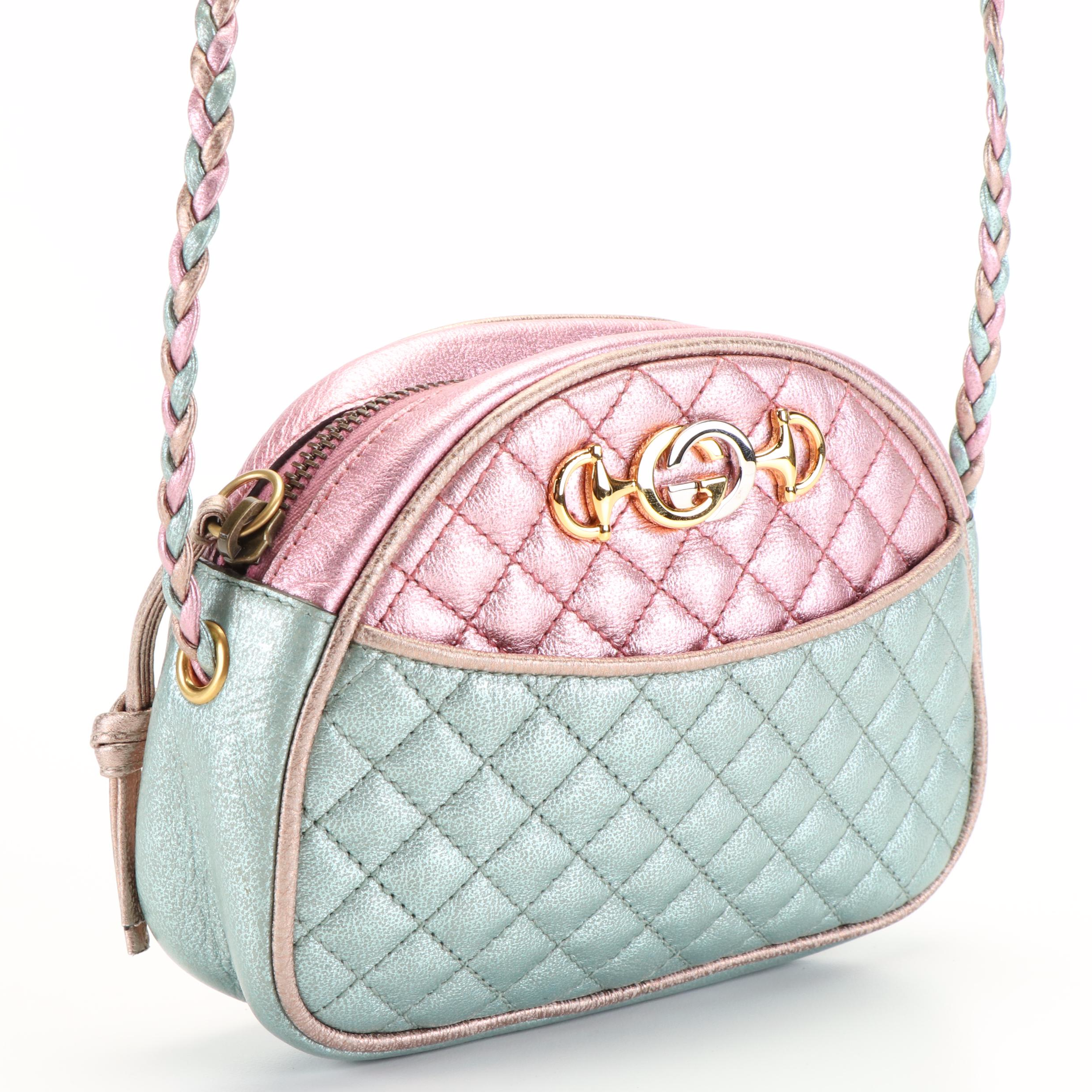 Gucci Metallic Quilted Leather Crossbody With Braided Strap