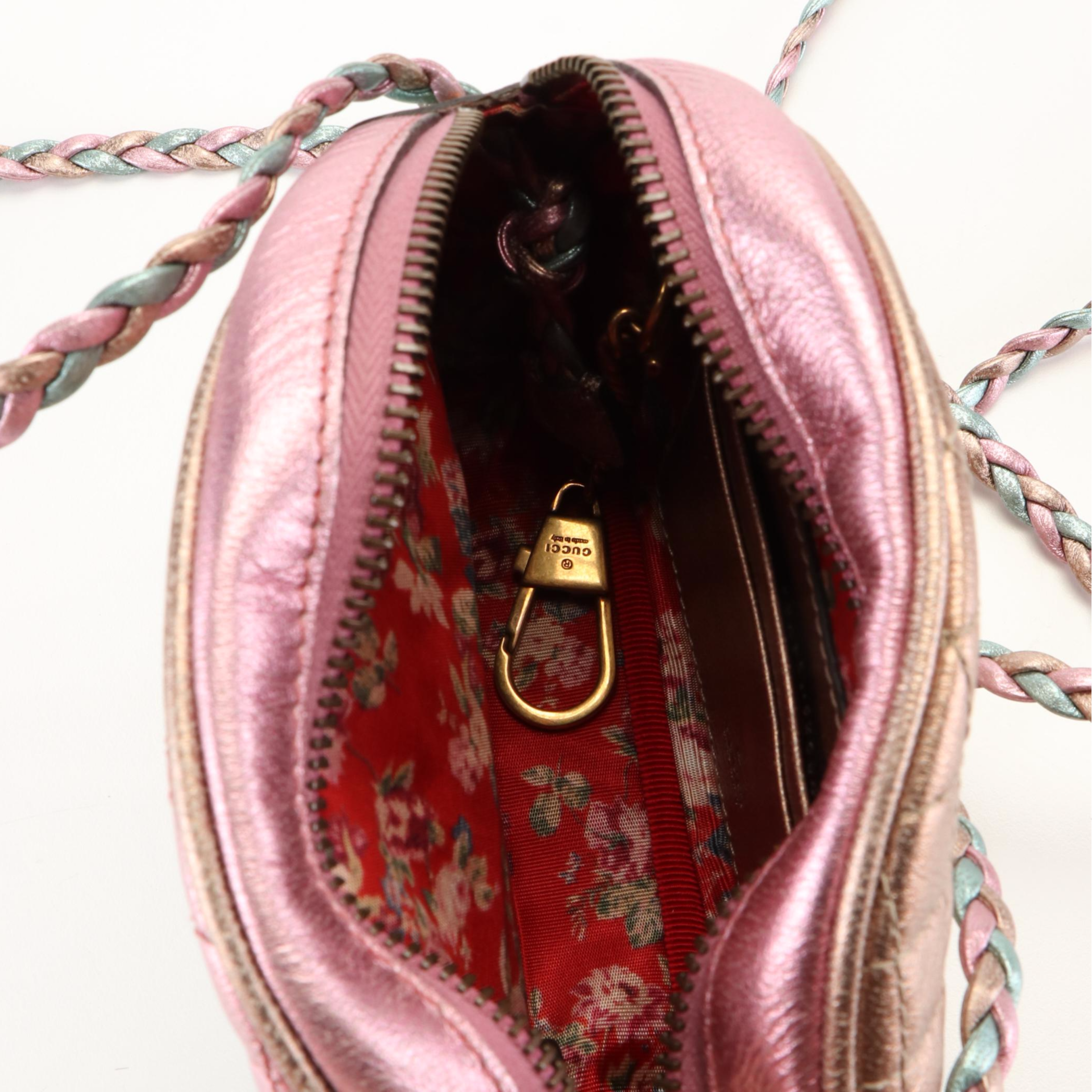 Gucci Metallic Quilted Leather Crossbody With Braided Strap