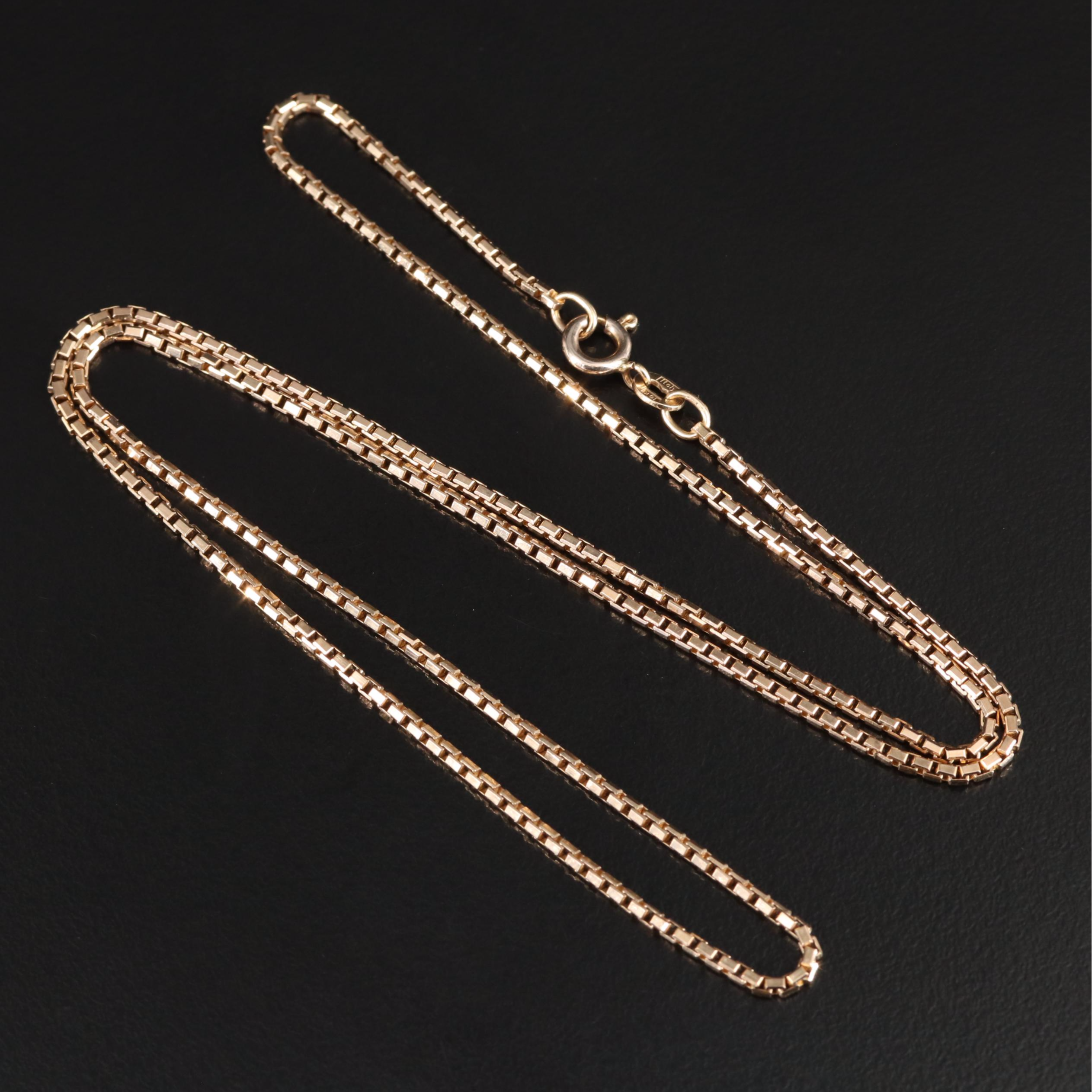 10K Rose Gold Box Chain Necklace EBTH