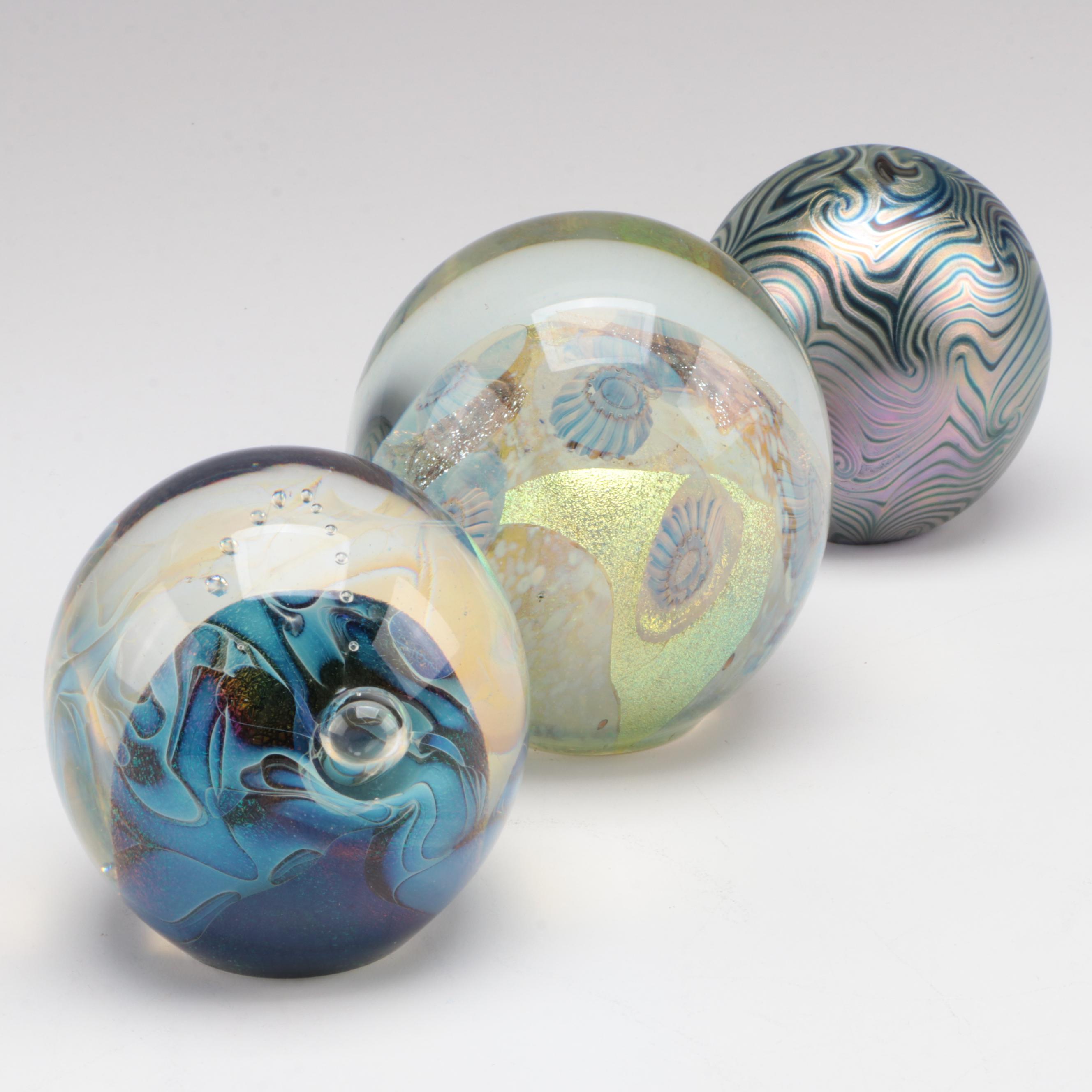 Robert Eickholt Dichroic, Opalescent, and Iridescent Glass Paperweights, 2000s