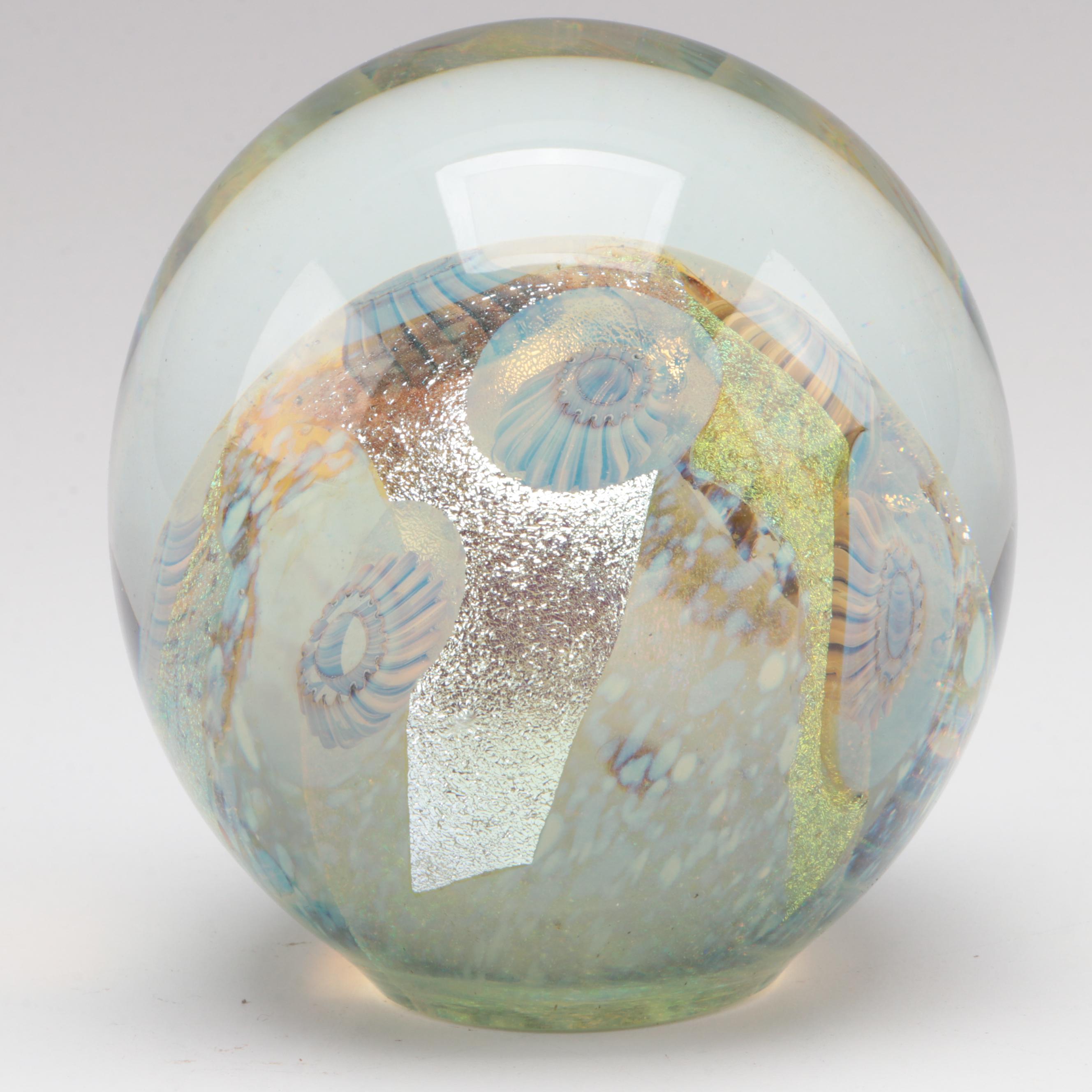 Robert Eickholt Dichroic, Opalescent, and Iridescent Glass Paperweights, 2000s