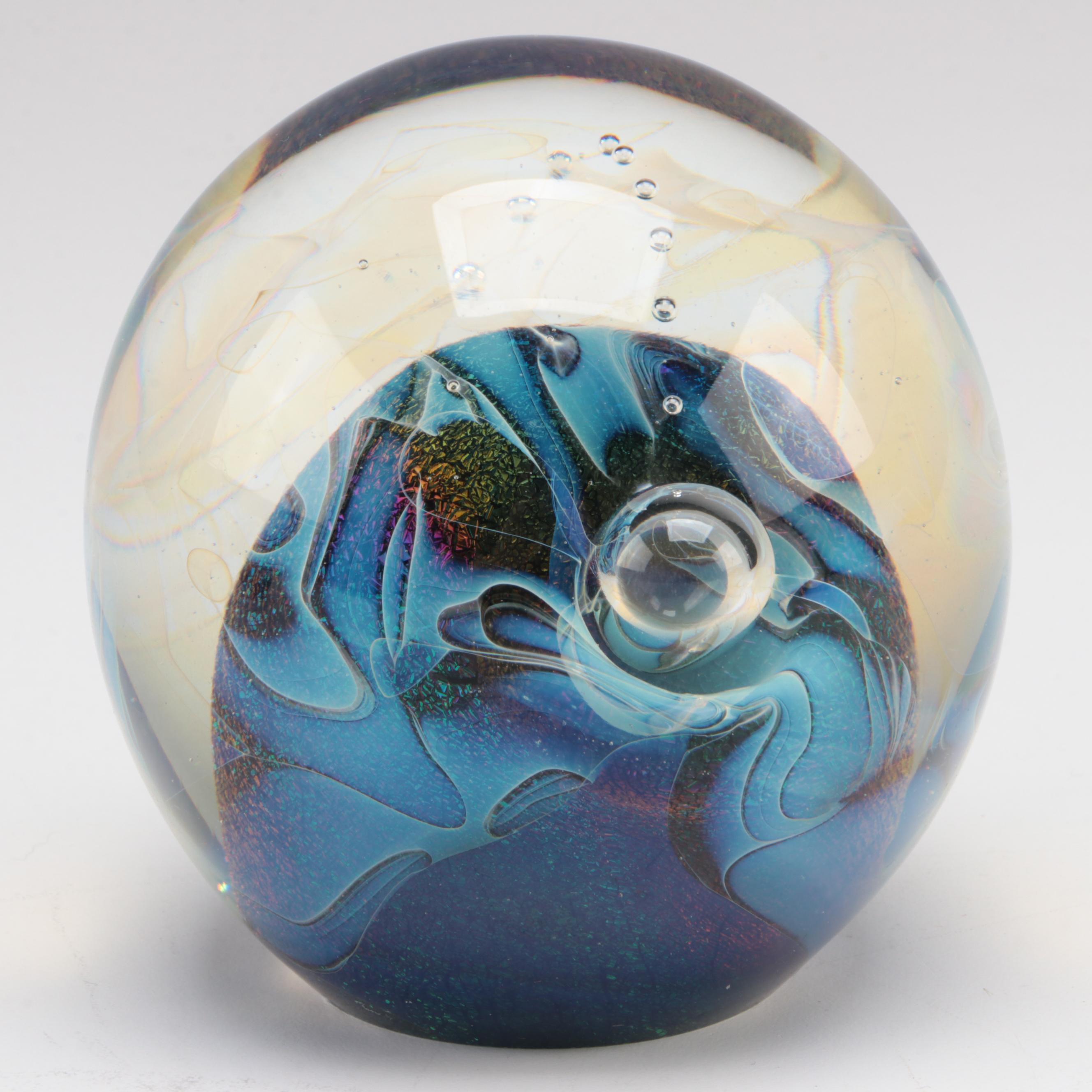 Robert Eickholt Dichroic, Opalescent, and Iridescent Glass Paperweights, 2000s