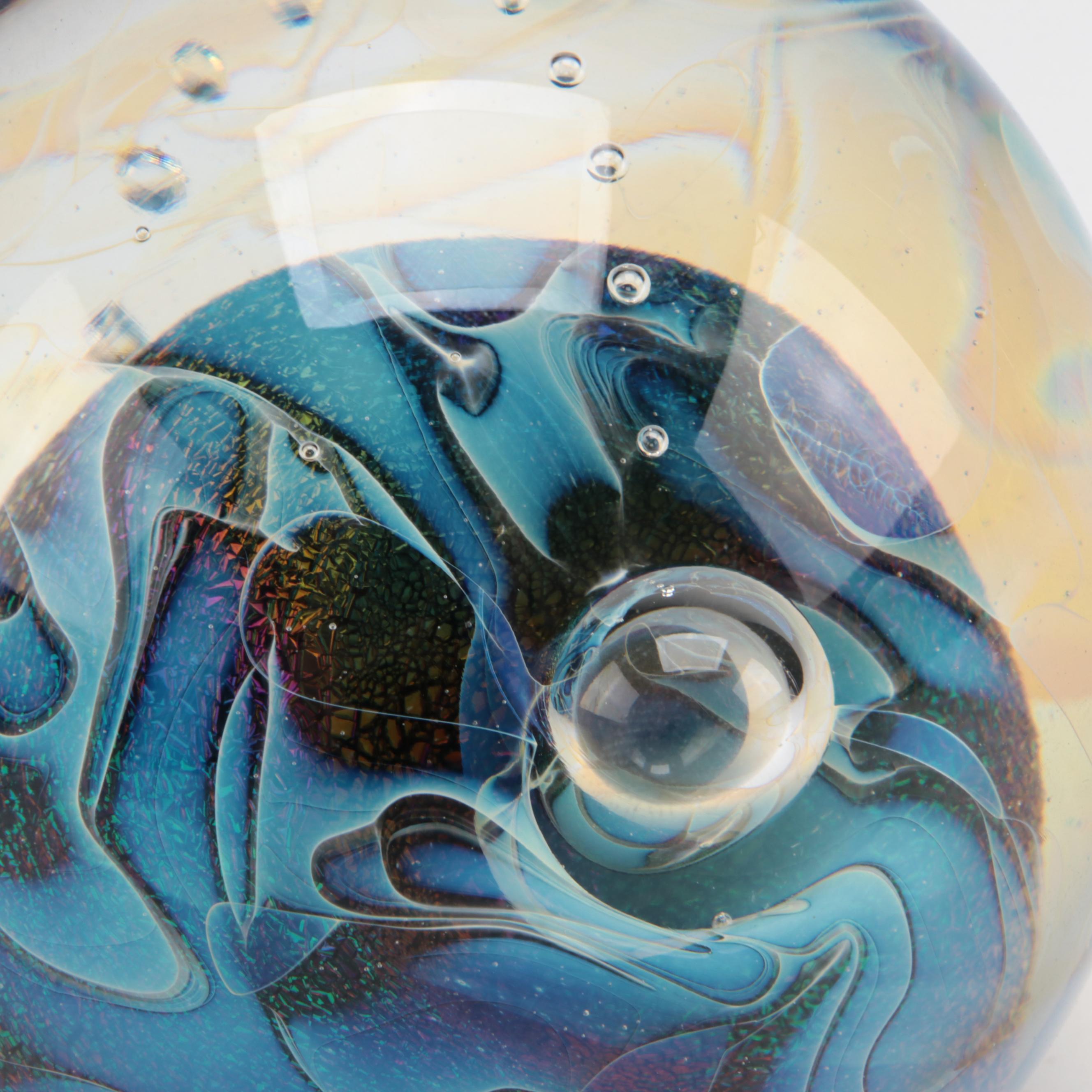 Robert Eickholt Dichroic, Opalescent, and Iridescent Glass Paperweights, 2000s