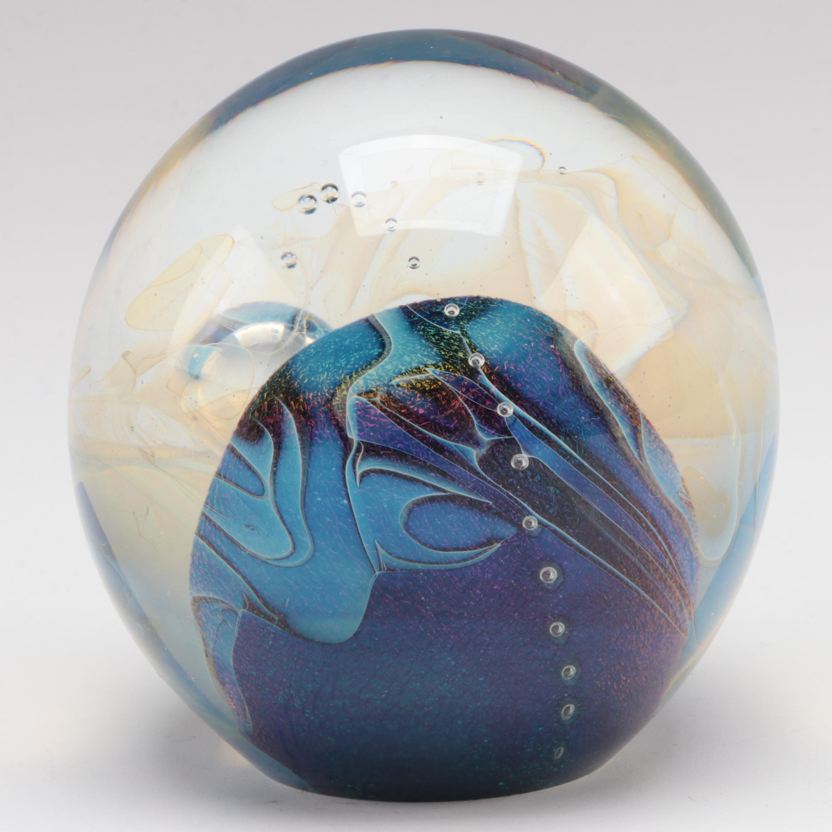 Robert Eickholt Dichroic, Opalescent, and Iridescent Glass Paperweights, 2000s