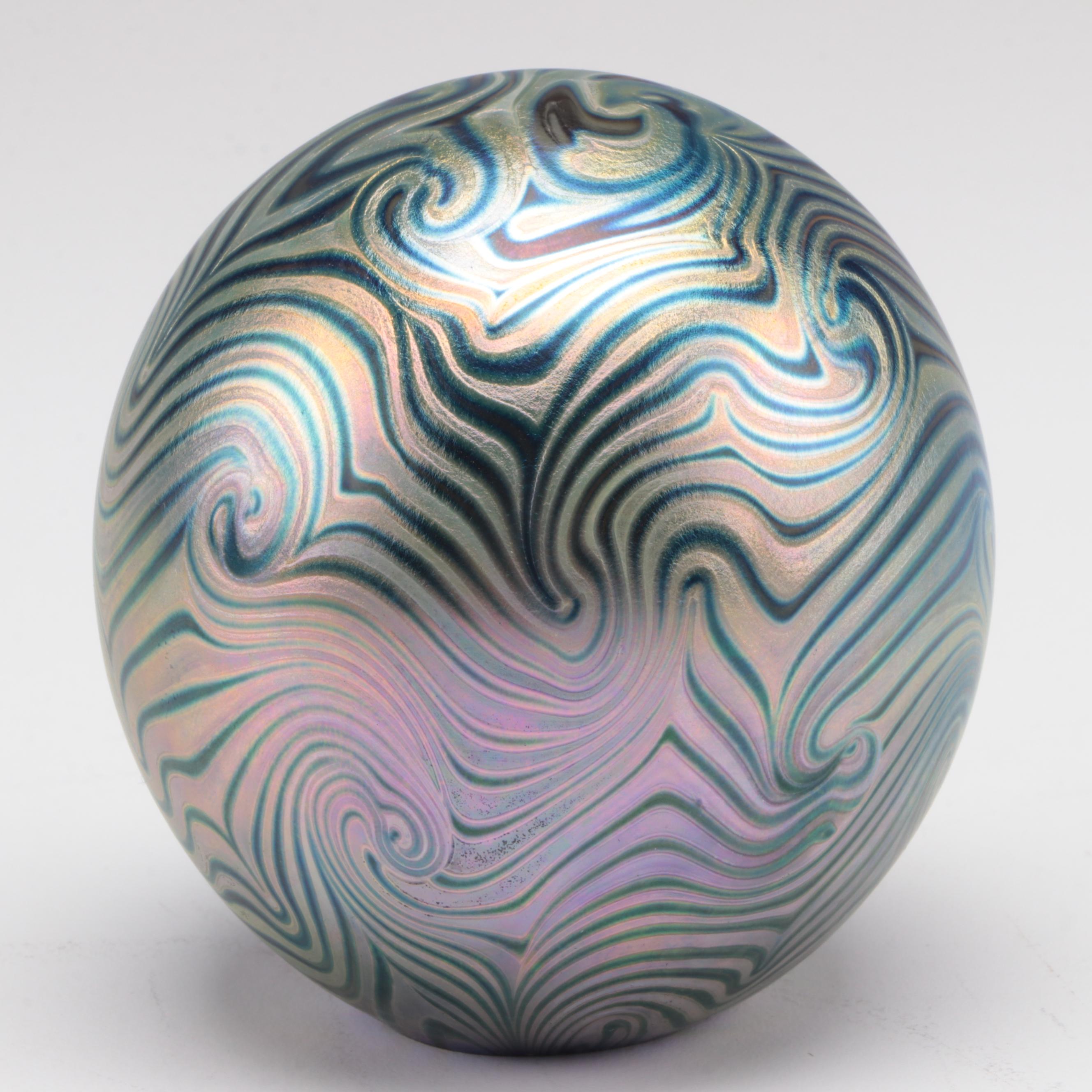 Robert Eickholt Dichroic, Opalescent, and Iridescent Glass Paperweights, 2000s