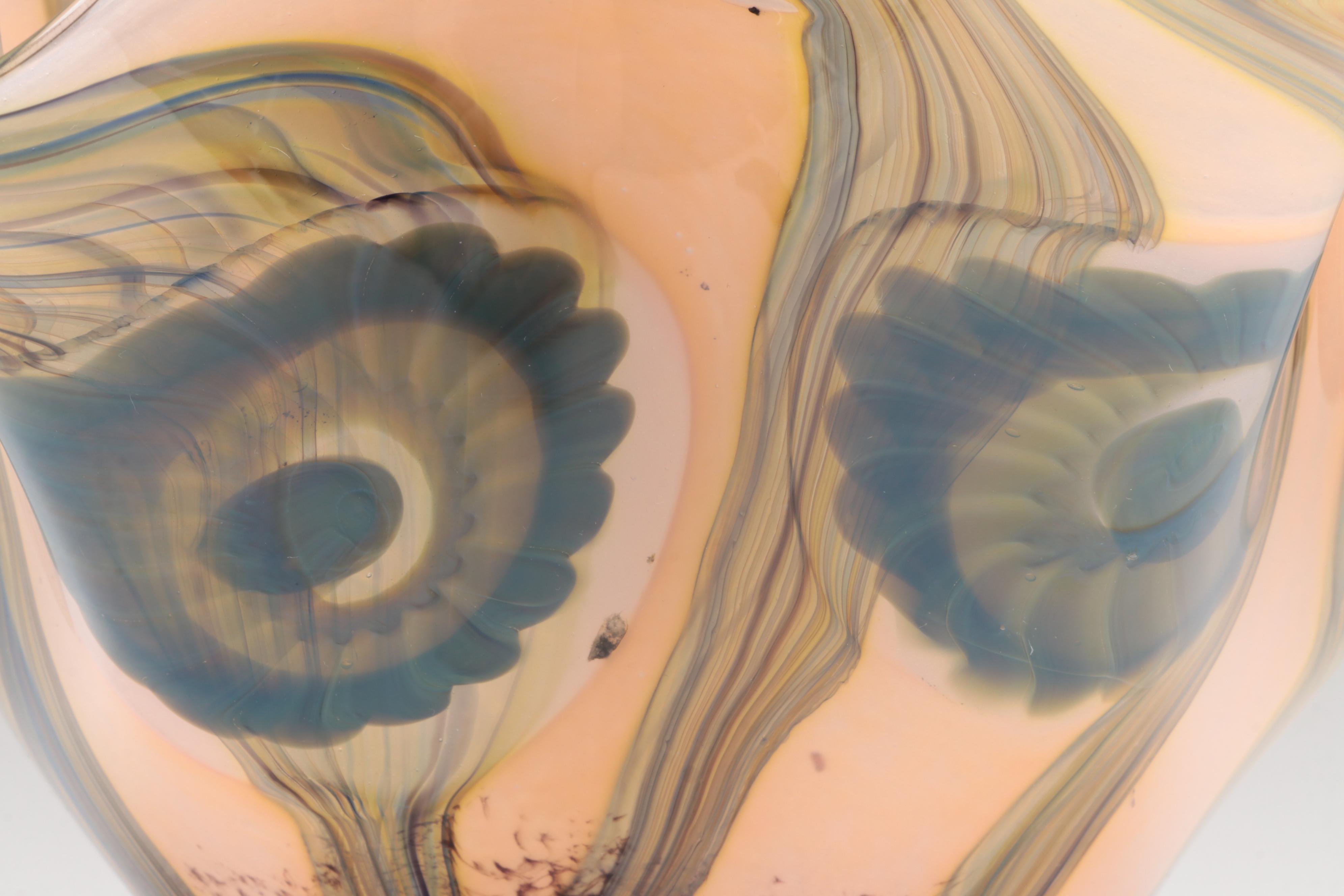 Robert Eickholt "Seascape" Handblown Fluted Studio Art Glass Vase, 2008