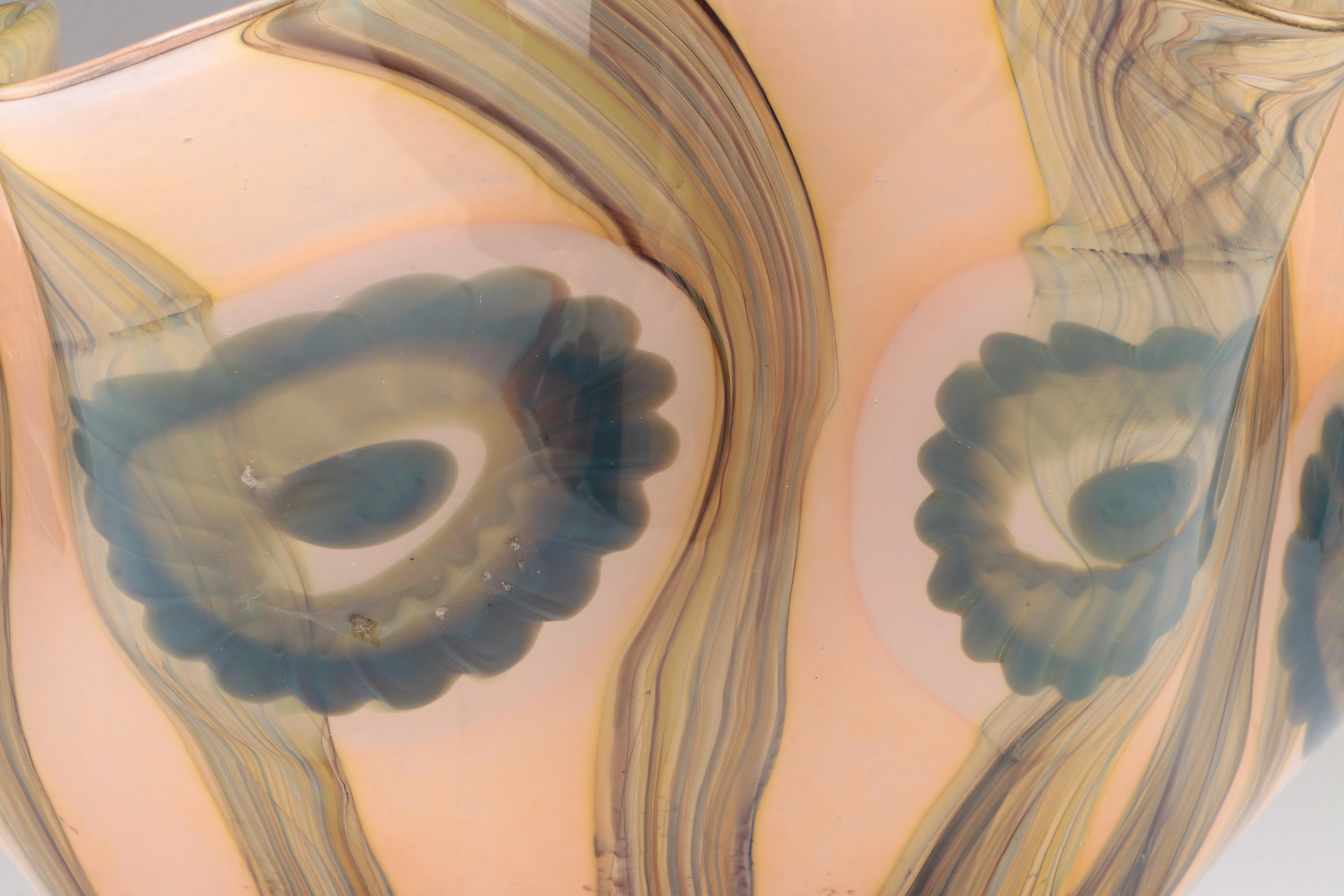 Robert Eickholt "Seascape" Handblown Fluted Studio Art Glass Vase, 2008