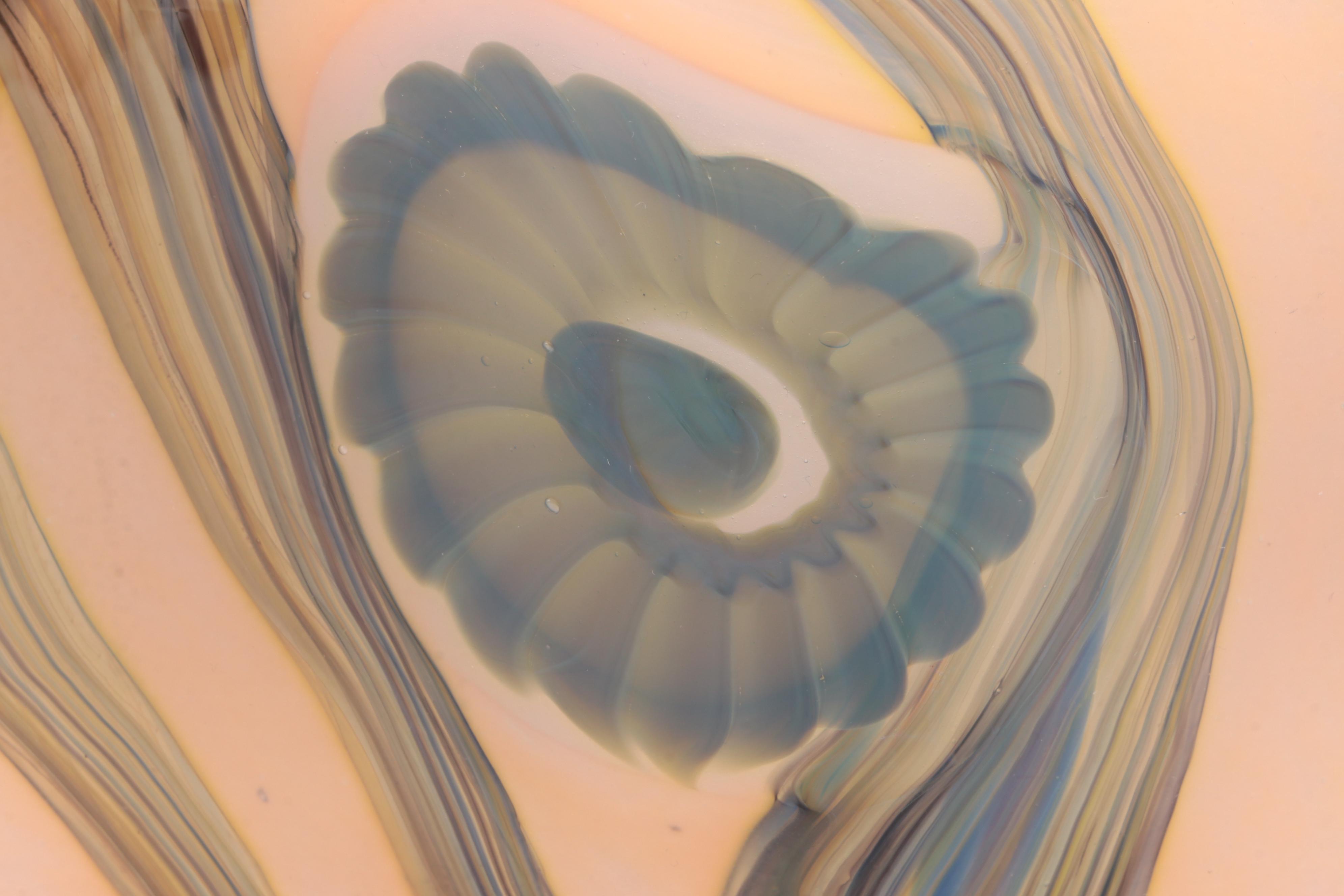 Robert Eickholt "Seascape" Handblown Fluted Studio Art Glass Vase, 2008