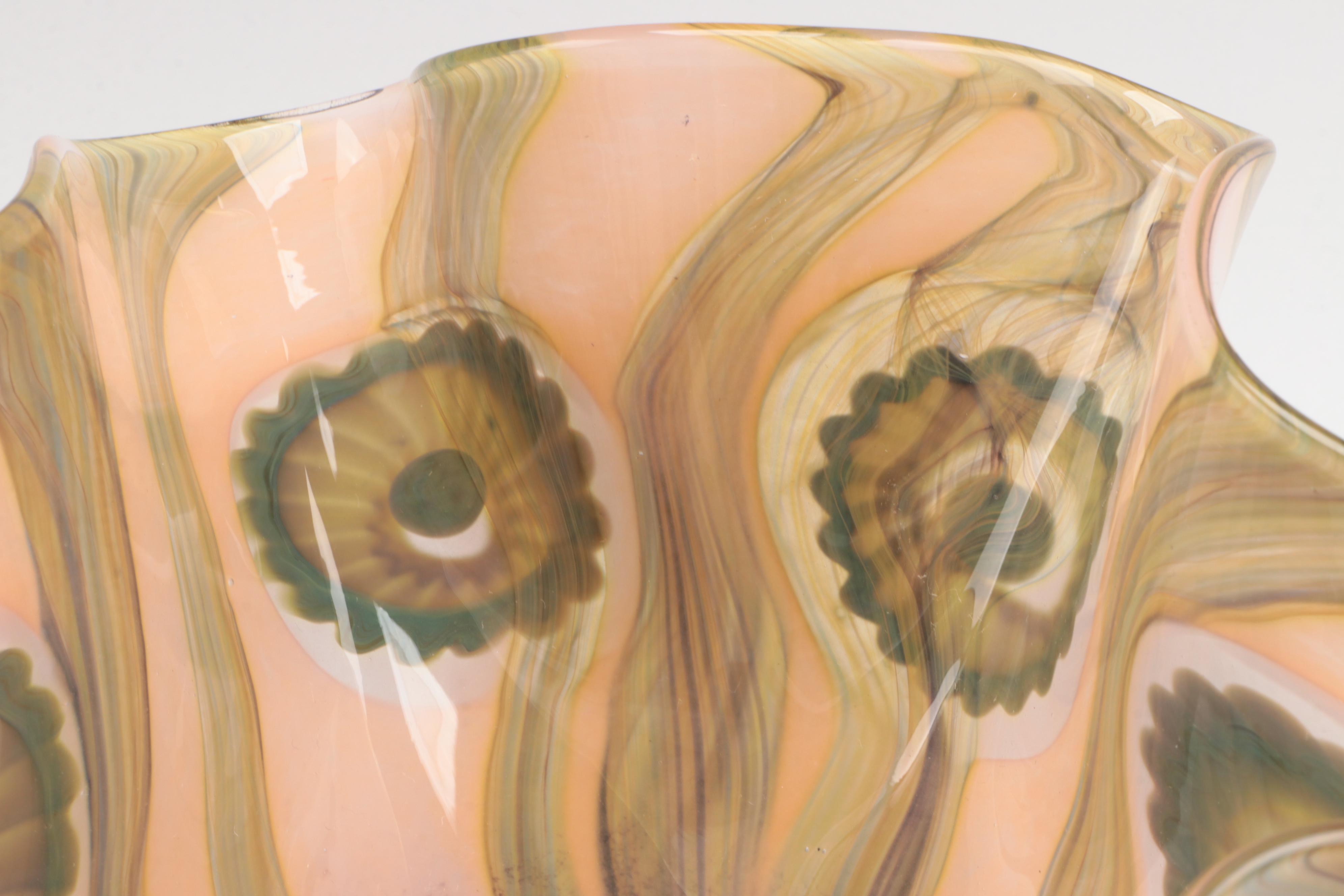 Robert Eickholt "Seascape" Handblown Fluted Studio Art Glass Vase, 2008