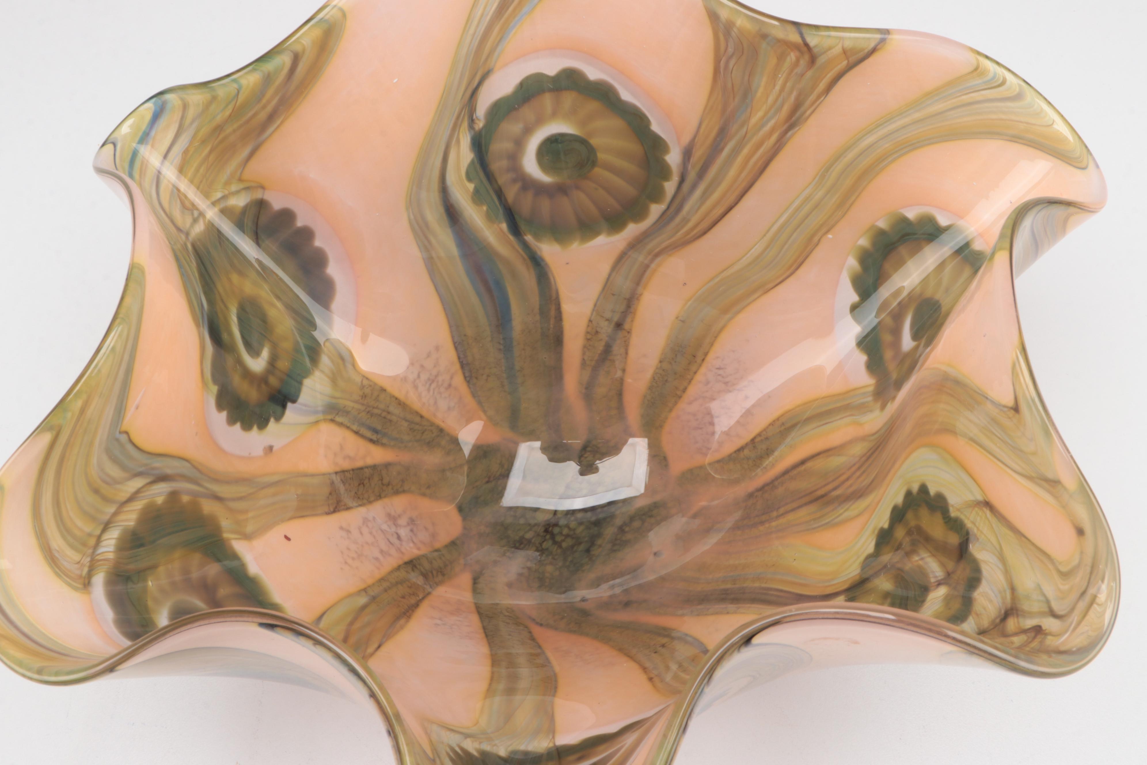 Robert Eickholt "Seascape" Handblown Fluted Studio Art Glass Vase, 2008