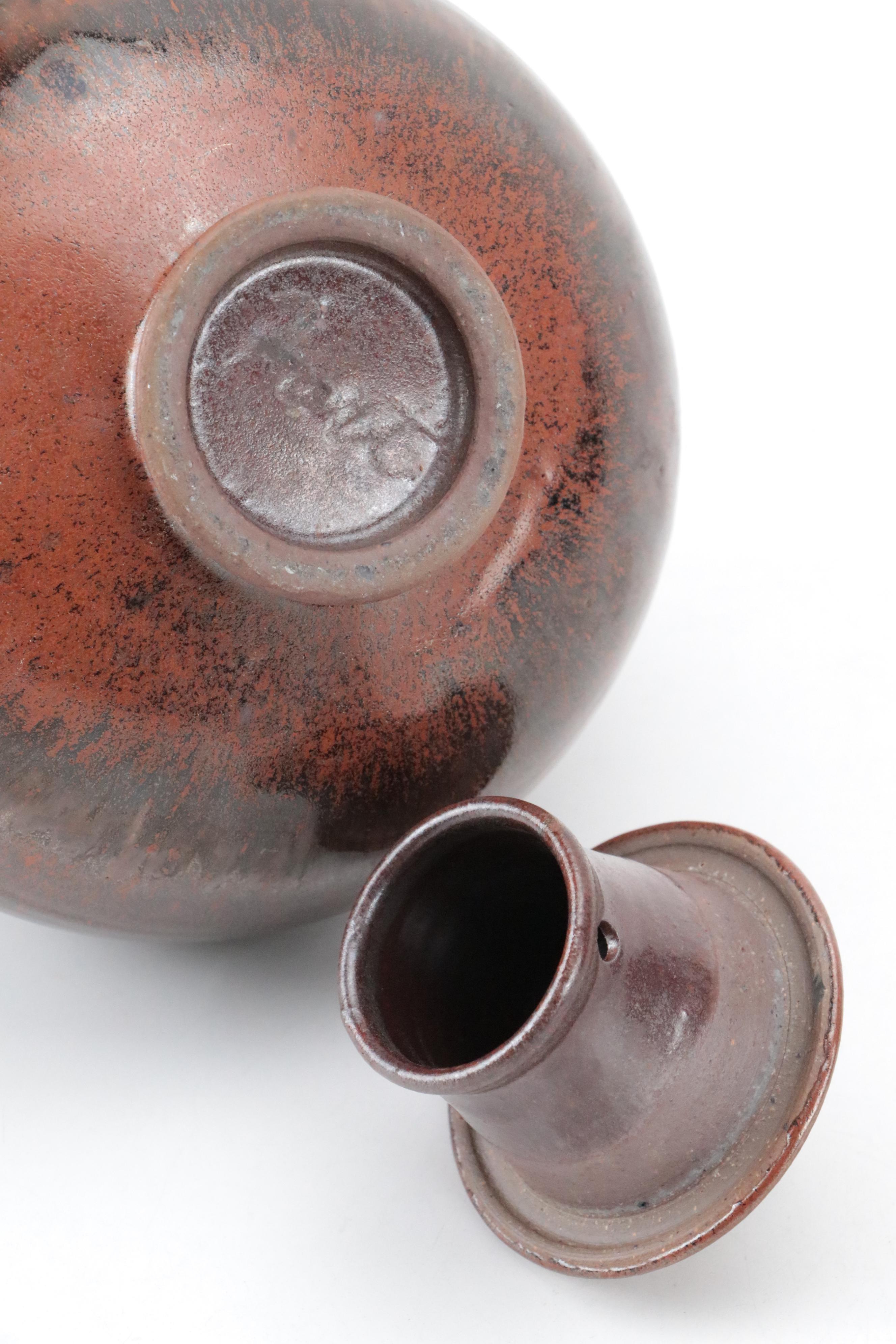 Art Pottery Wood Fired Stoneware Teapot with Bamboo Handle