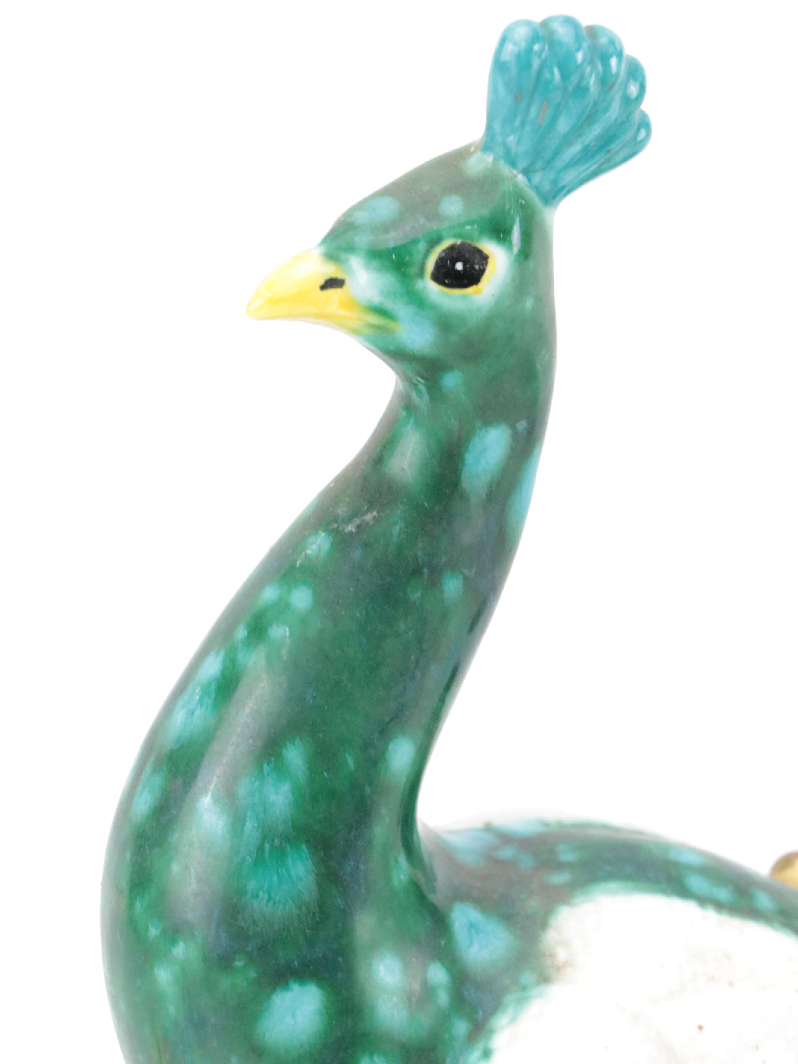 Mid-Century Ceramic Peacock Lamp