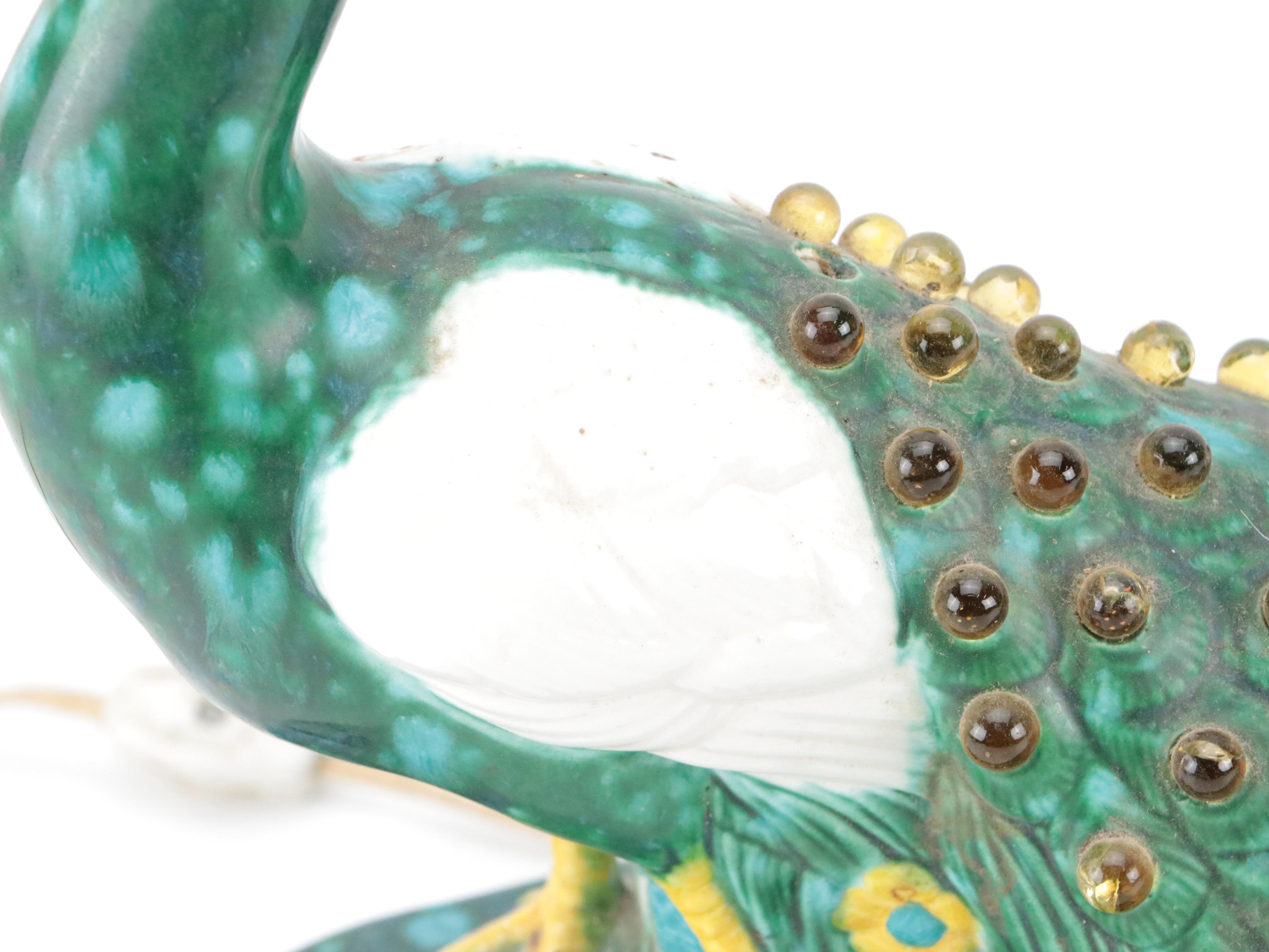 Mid-Century Ceramic Peacock Lamp