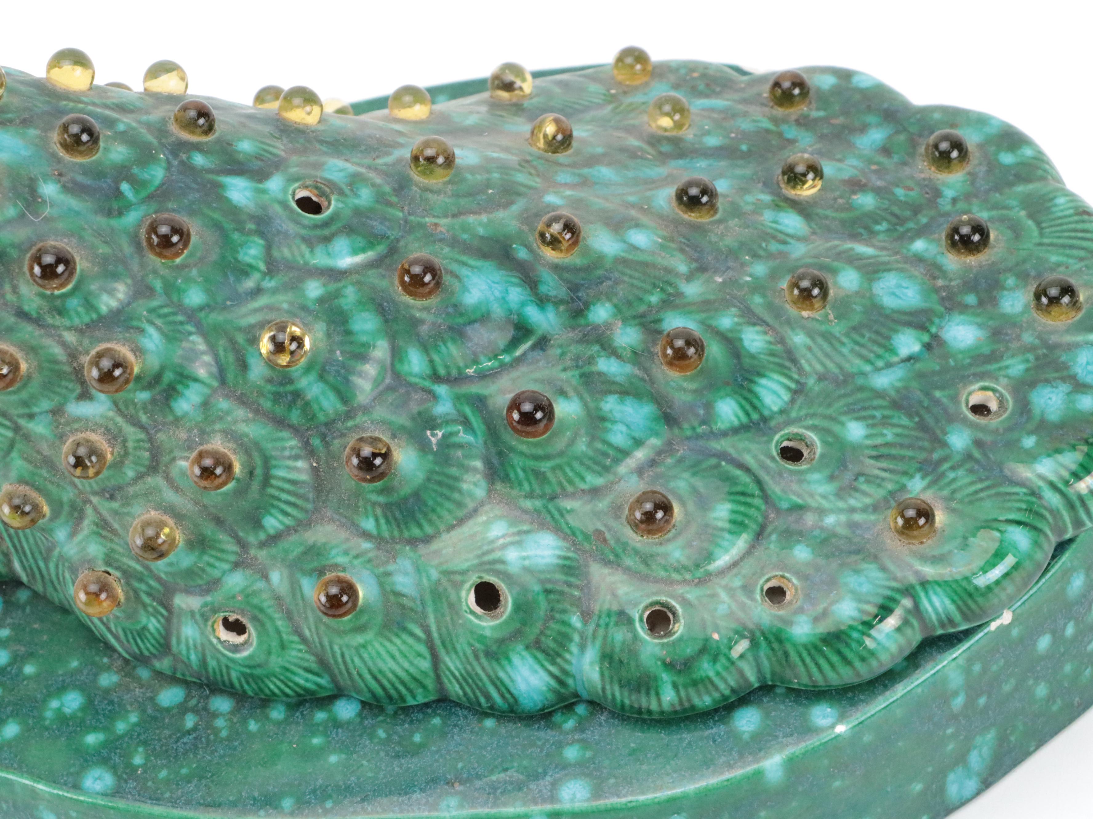 Mid-Century Ceramic Peacock Lamp