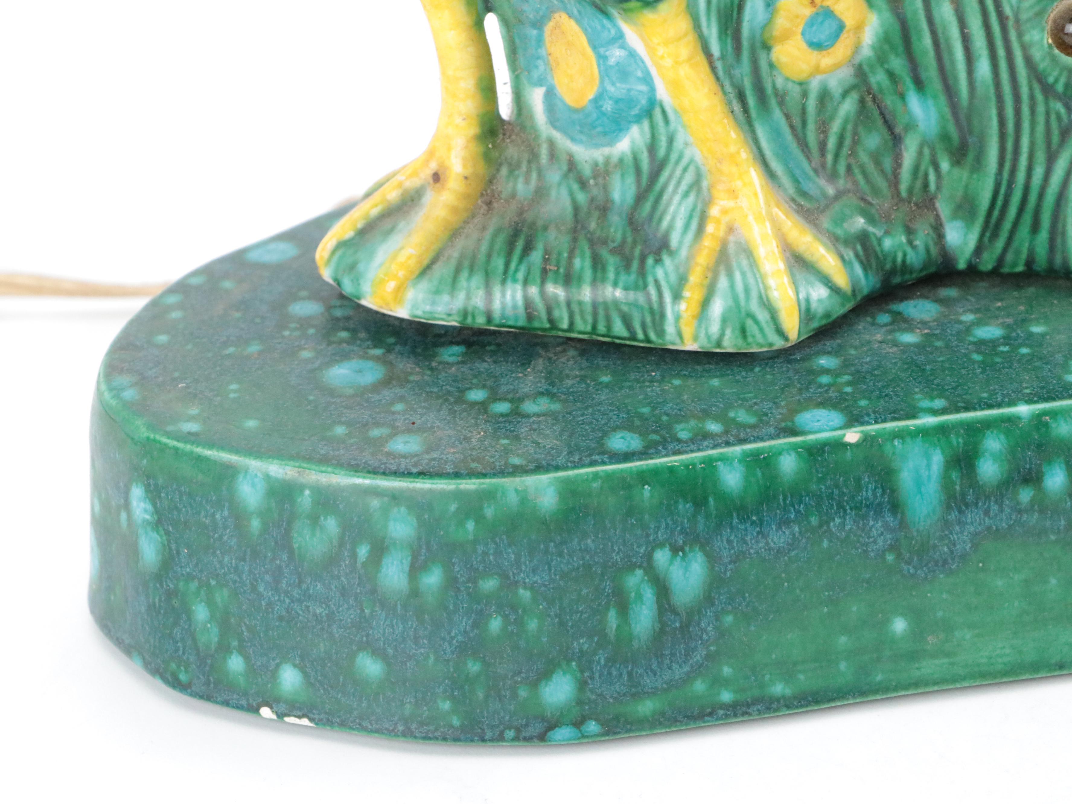 Mid-Century Ceramic Peacock Lamp