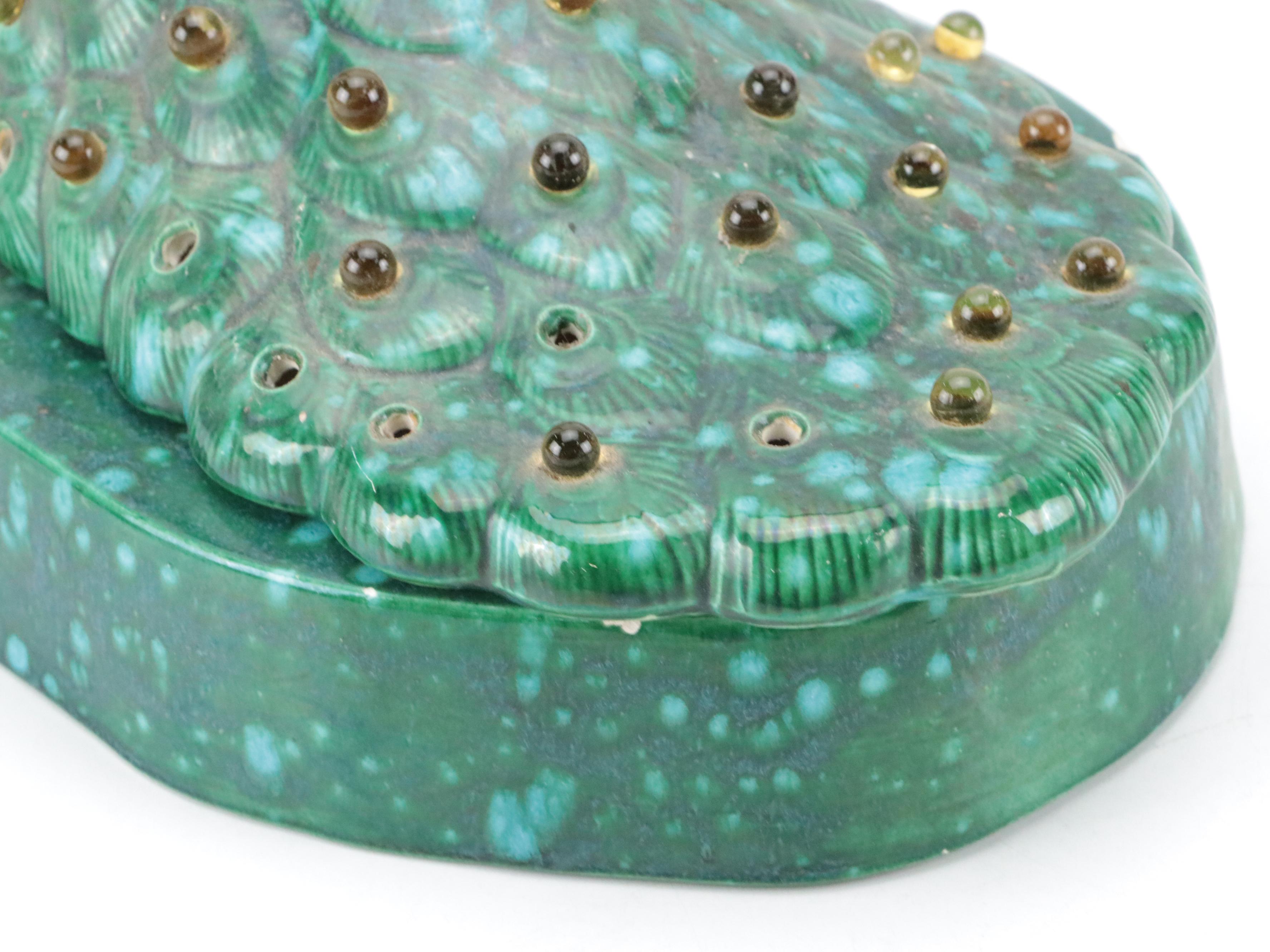 Mid-Century Ceramic Peacock Lamp