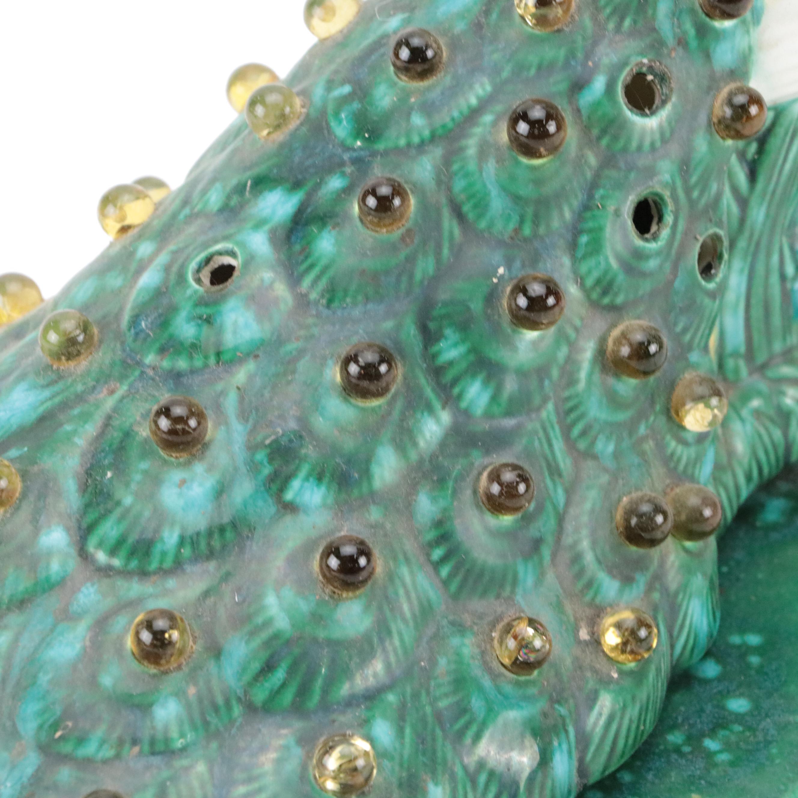 Mid-Century Ceramic Peacock Lamp