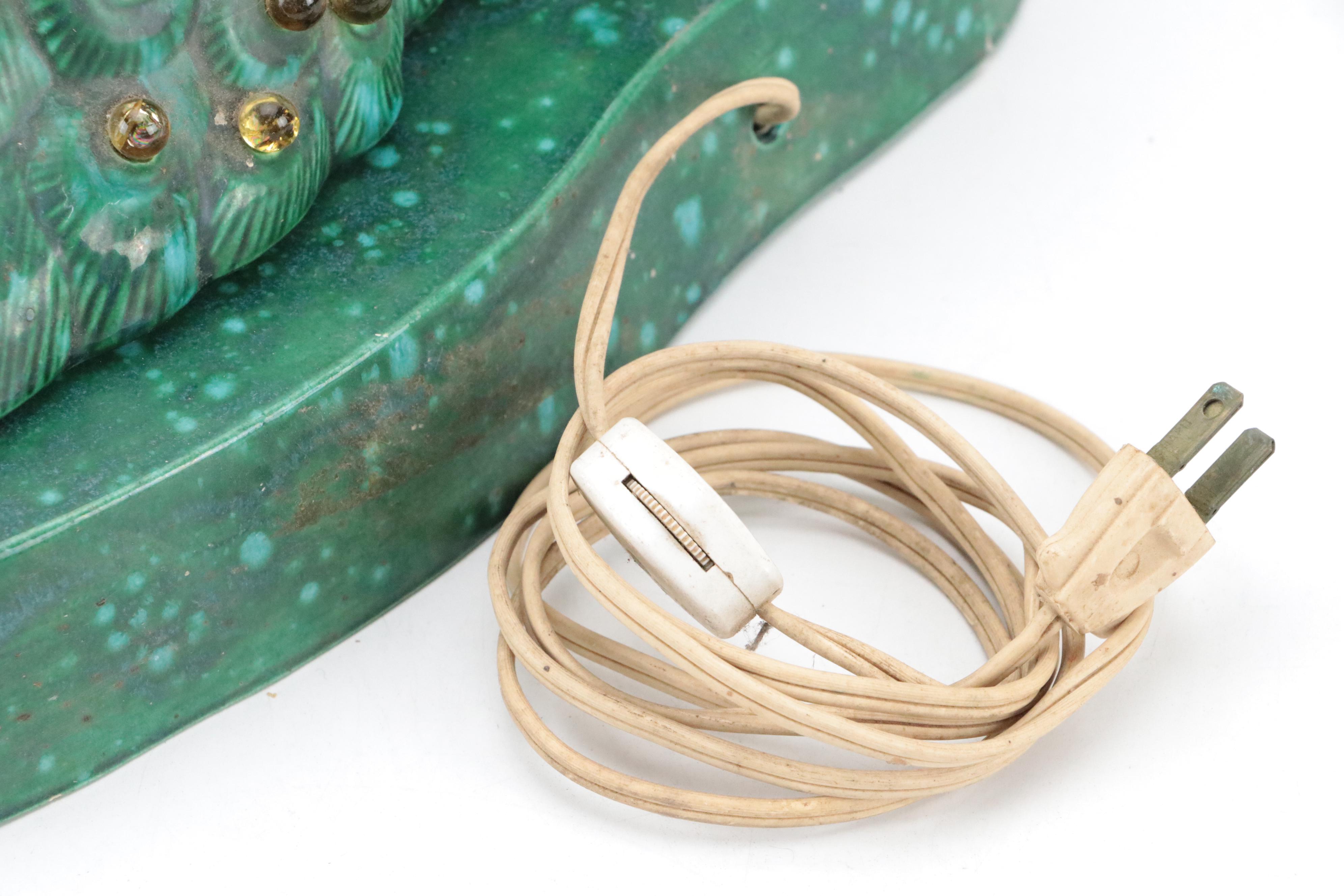 Mid-Century Ceramic Peacock Lamp