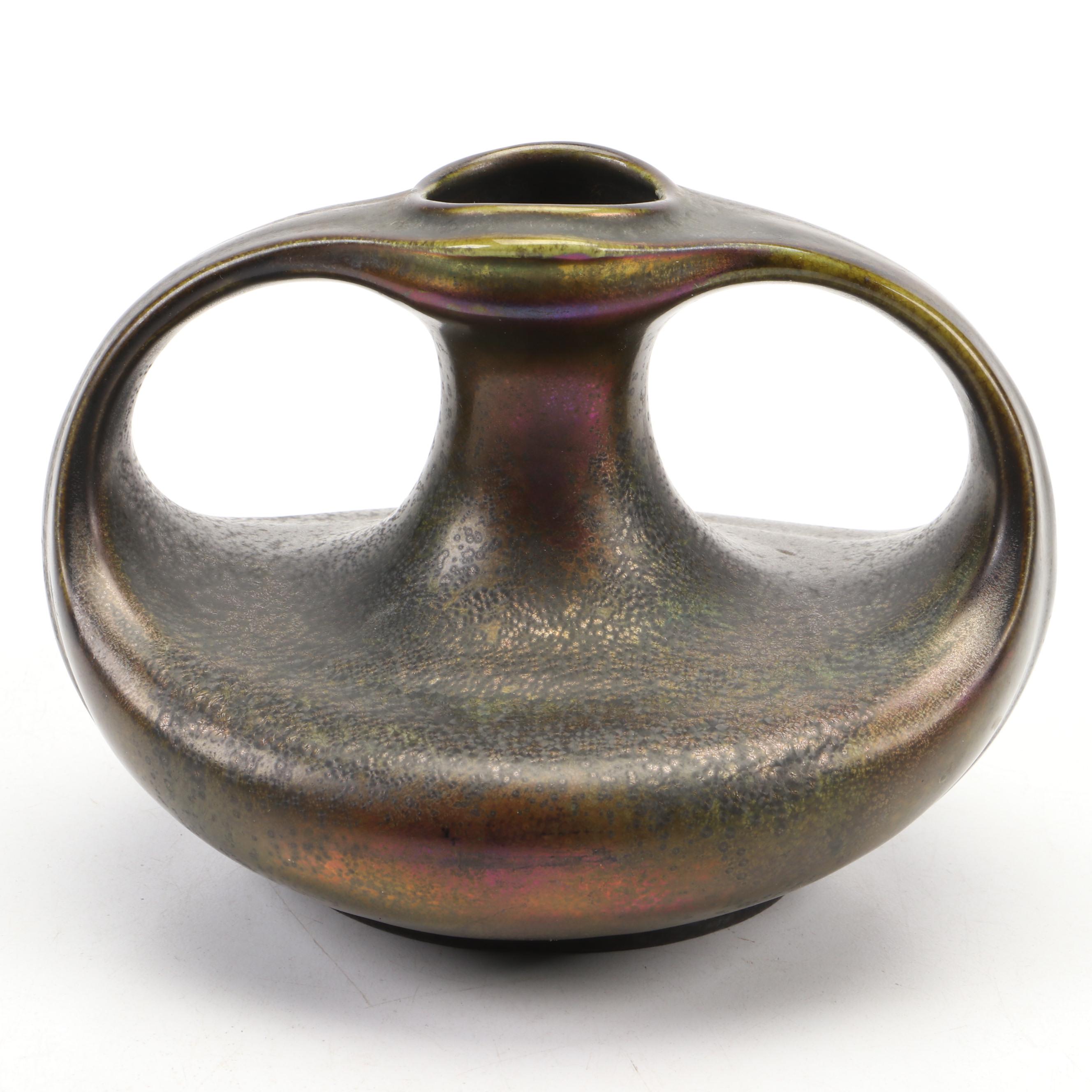 Heliosine Ware Austrian Iridescent Jugendstil Ceramic Vase