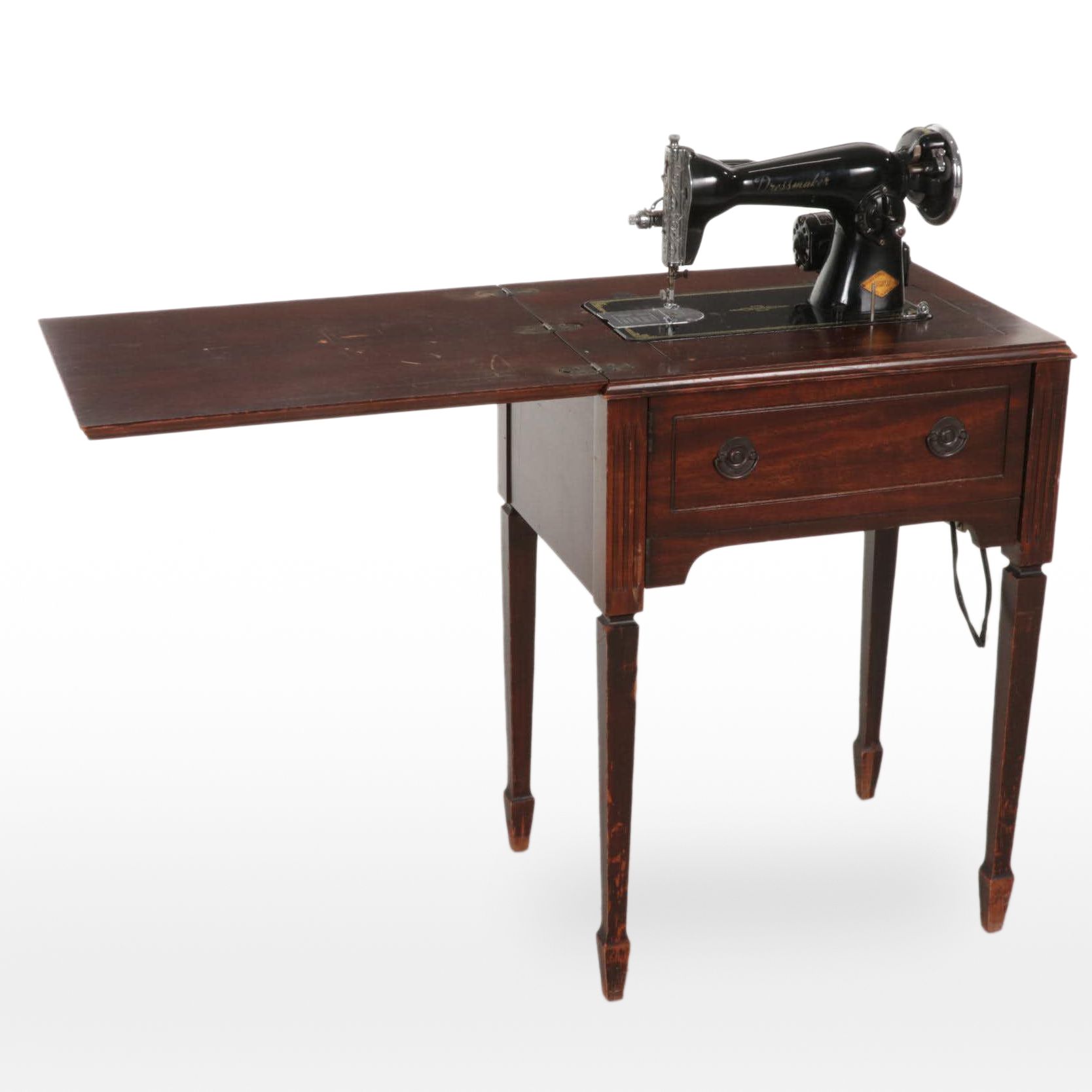 Dressmaker Special "De Luxe" Sewing Machine in Mahogany Cabinet