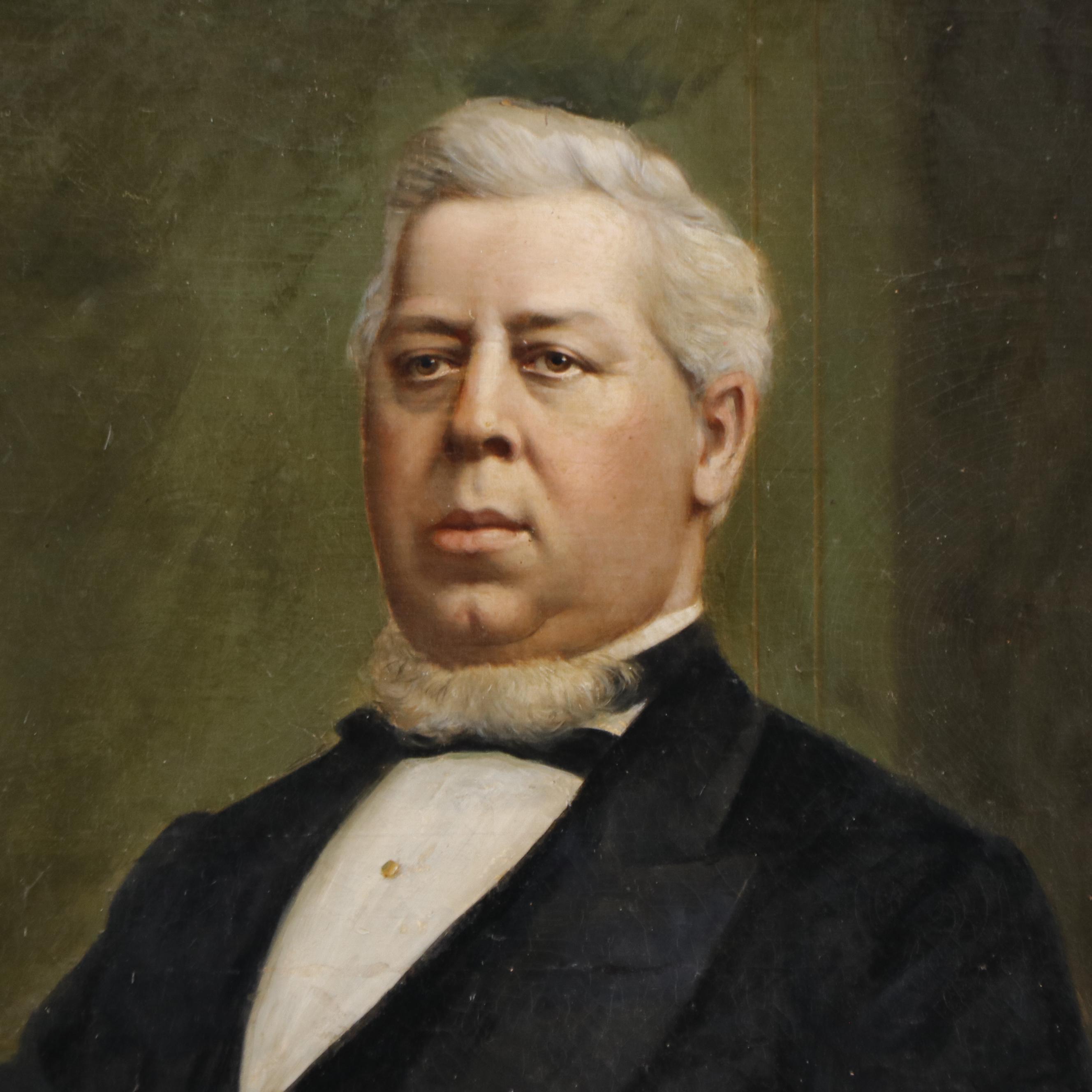 R Strauss Oil Painting Portrait of a Man with a Newspaper, 19th Century