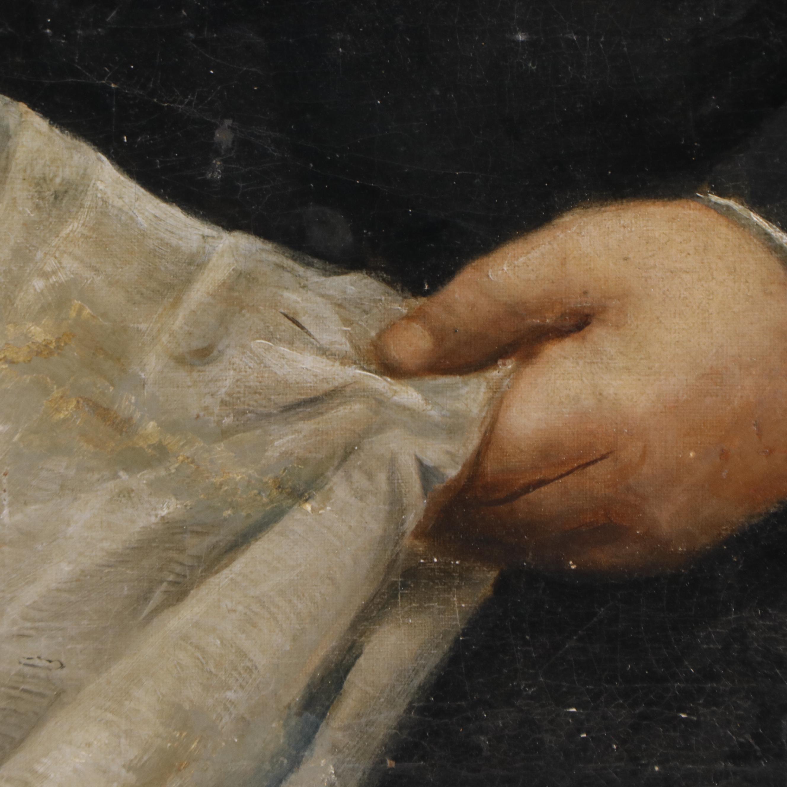 R Strauss Oil Painting Portrait of a Man with a Newspaper, 19th Century