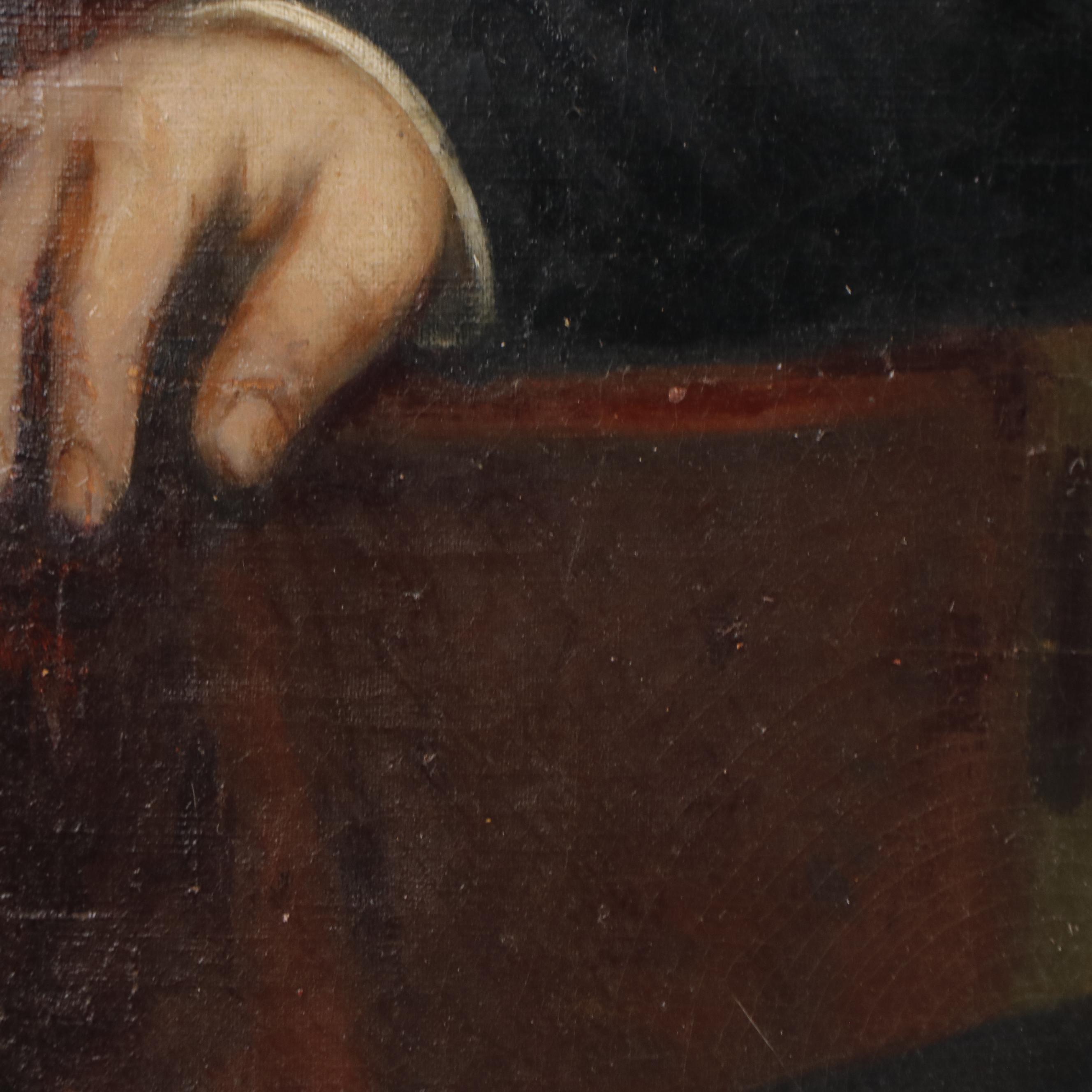 R Strauss Oil Painting Portrait of a Man with a Newspaper, 19th Century