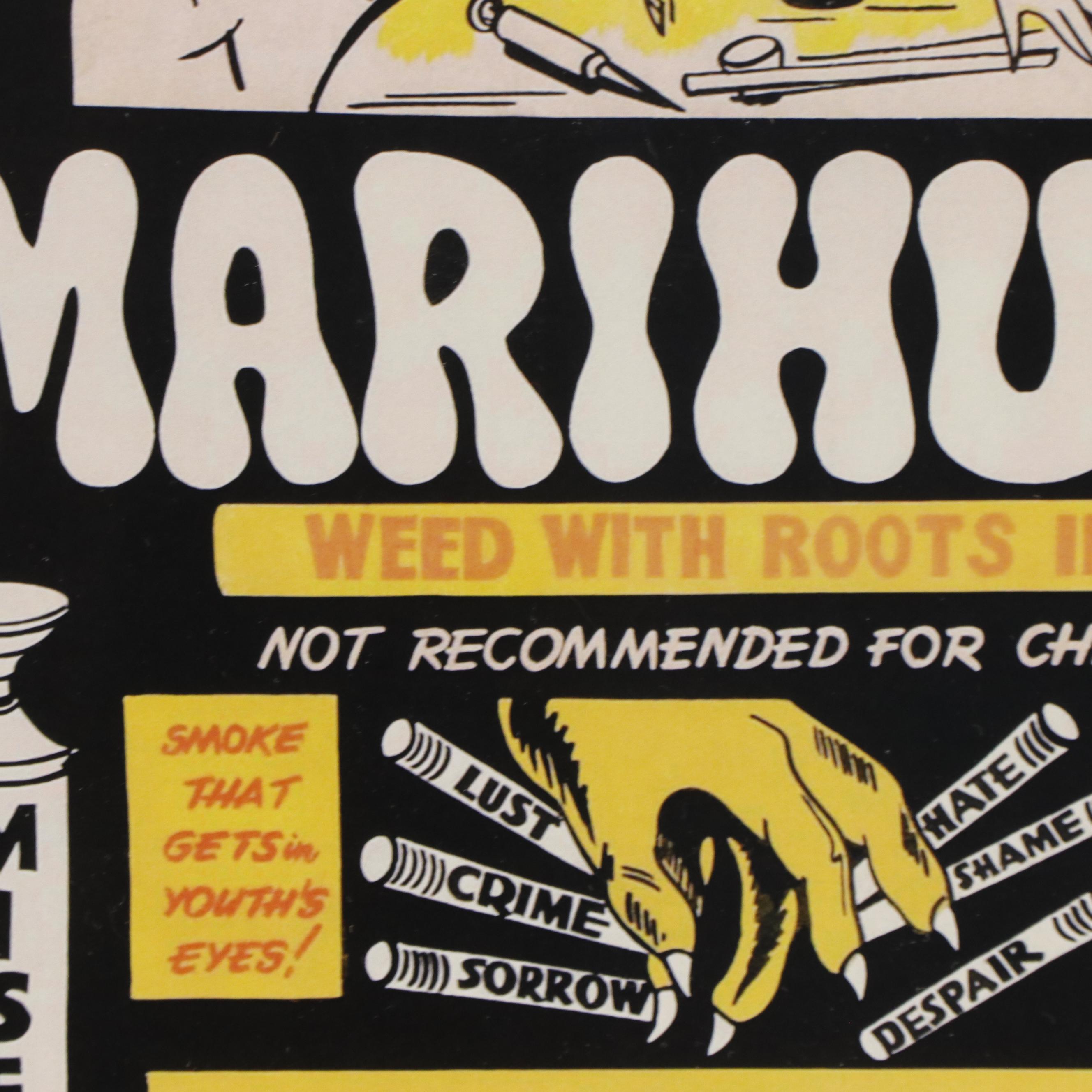 Offset Lithograph of Cannabis Propaganda Poster "Marihuana"