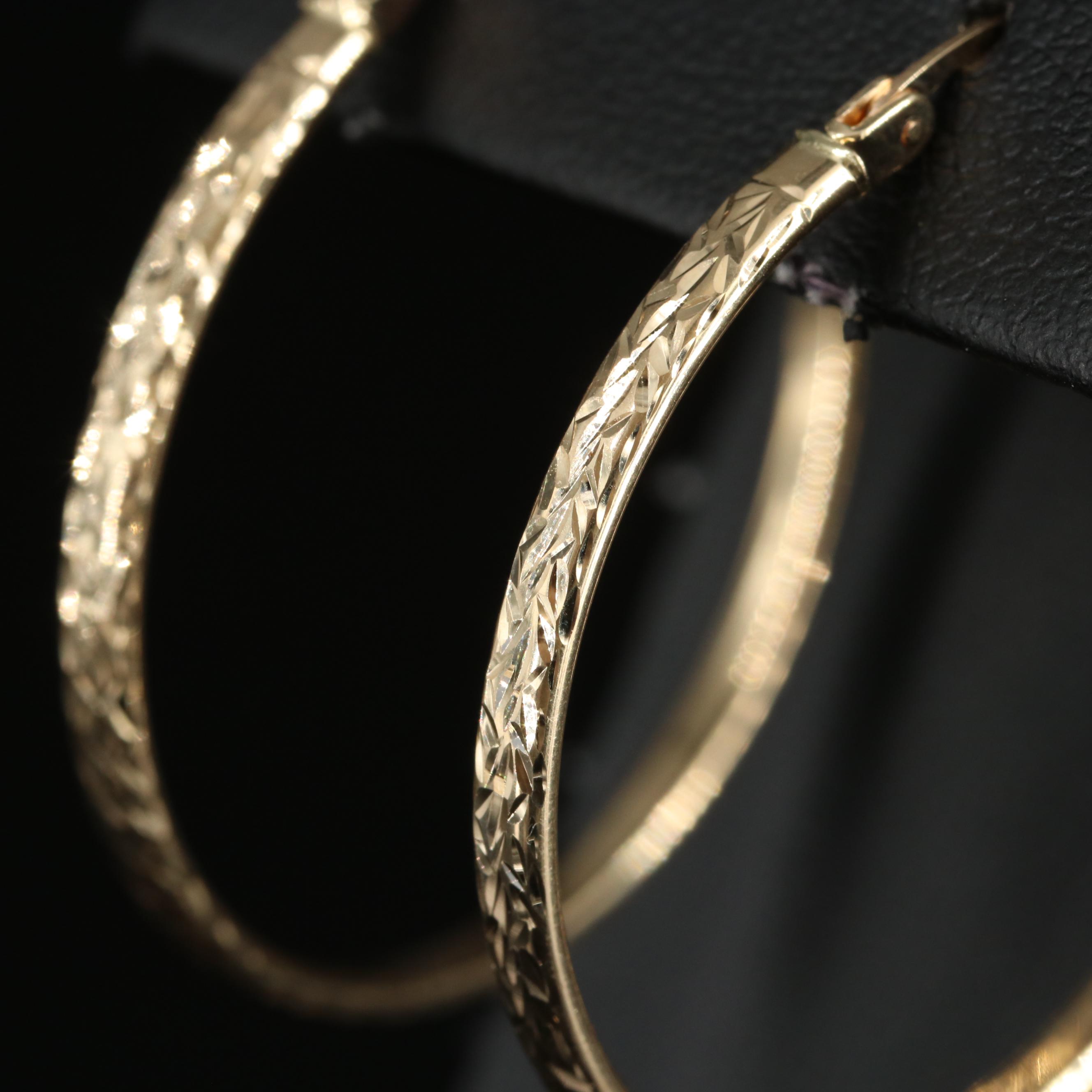 14K Flat Hoop Earrings