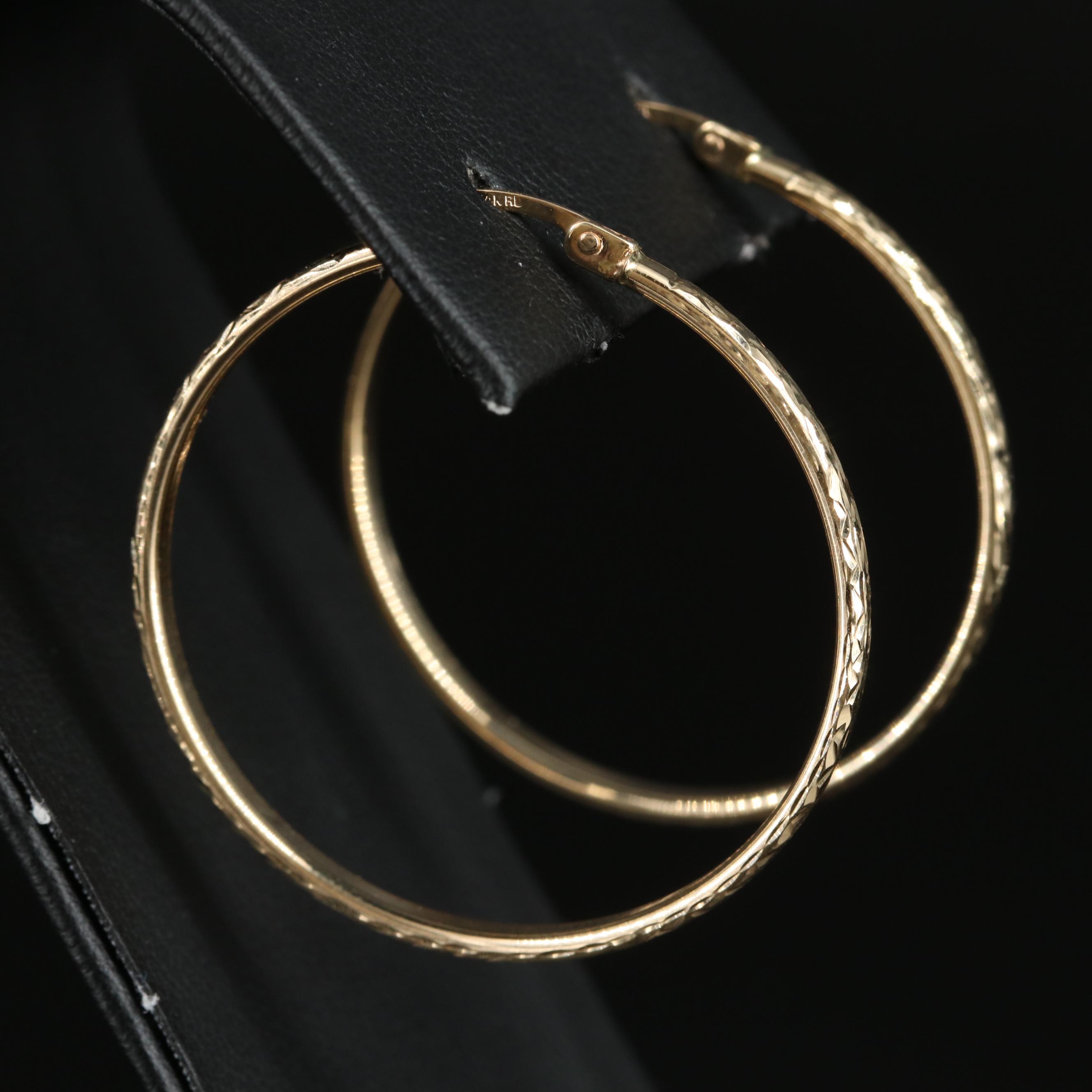 14K Flat Hoop Earrings