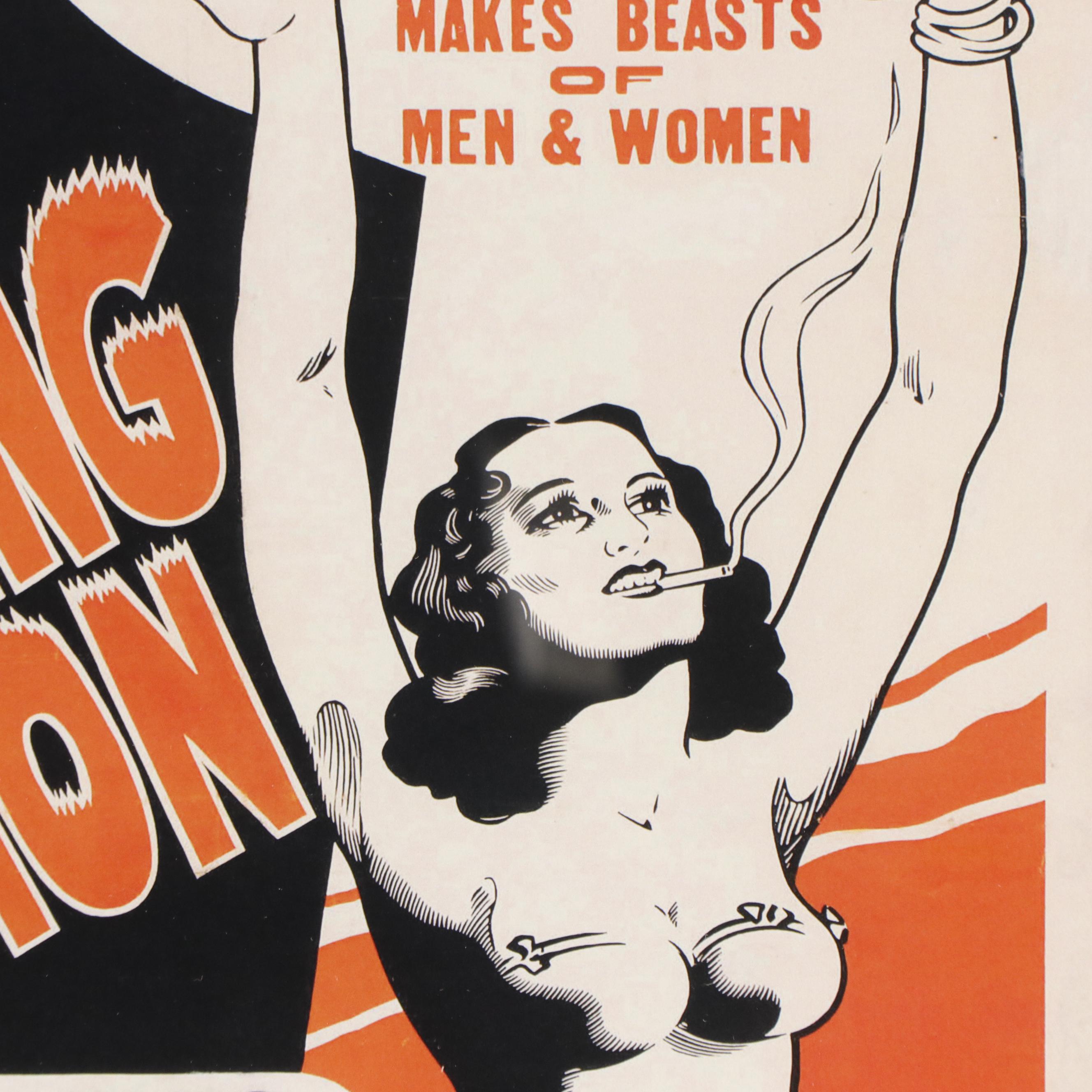 Offset Lithograph of Cannabis Propaganda Poster "The Burning Question"