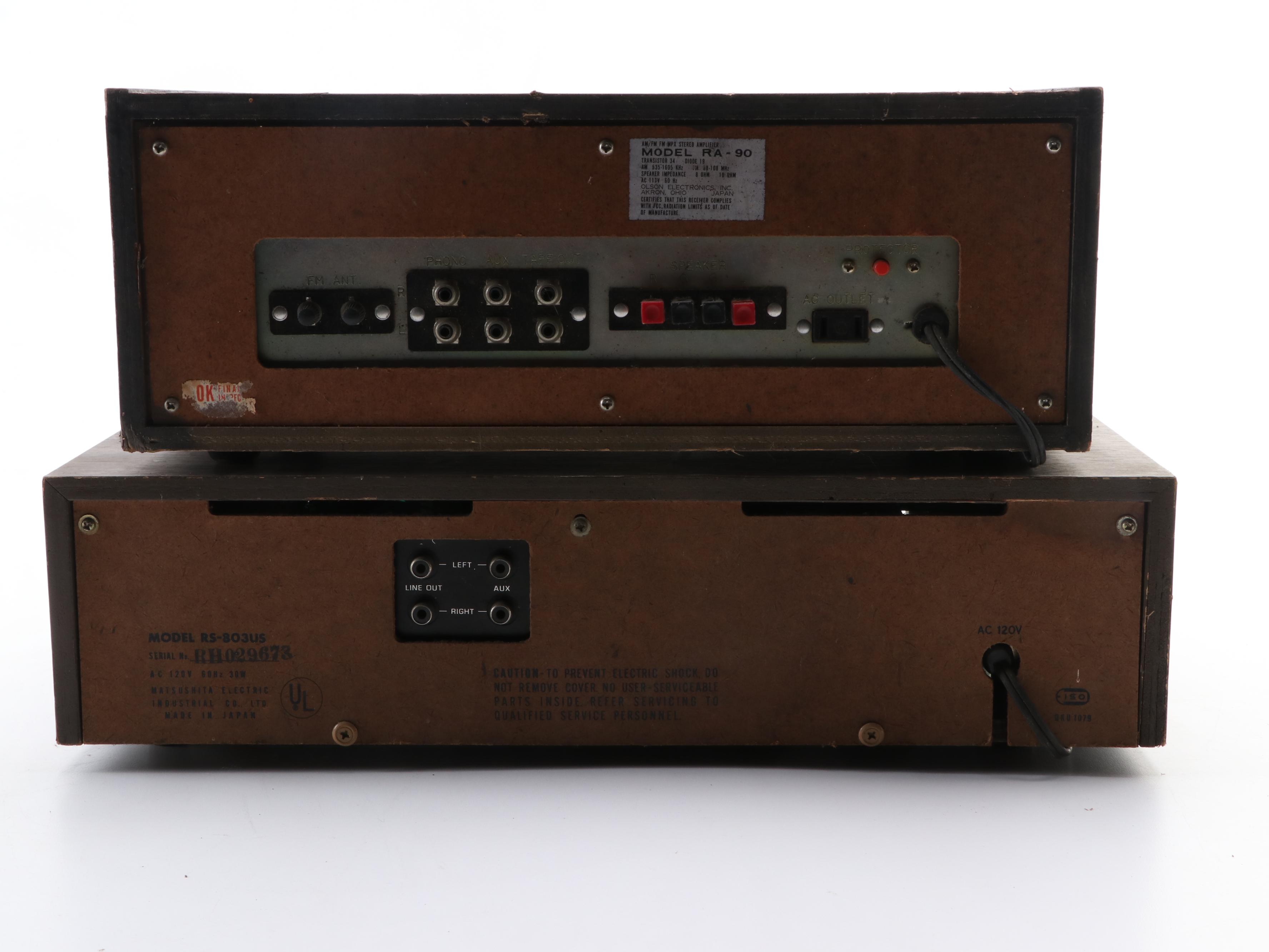 Panasonic Eight-Track Stereo Recorder, Olsen Receiver and Tapes