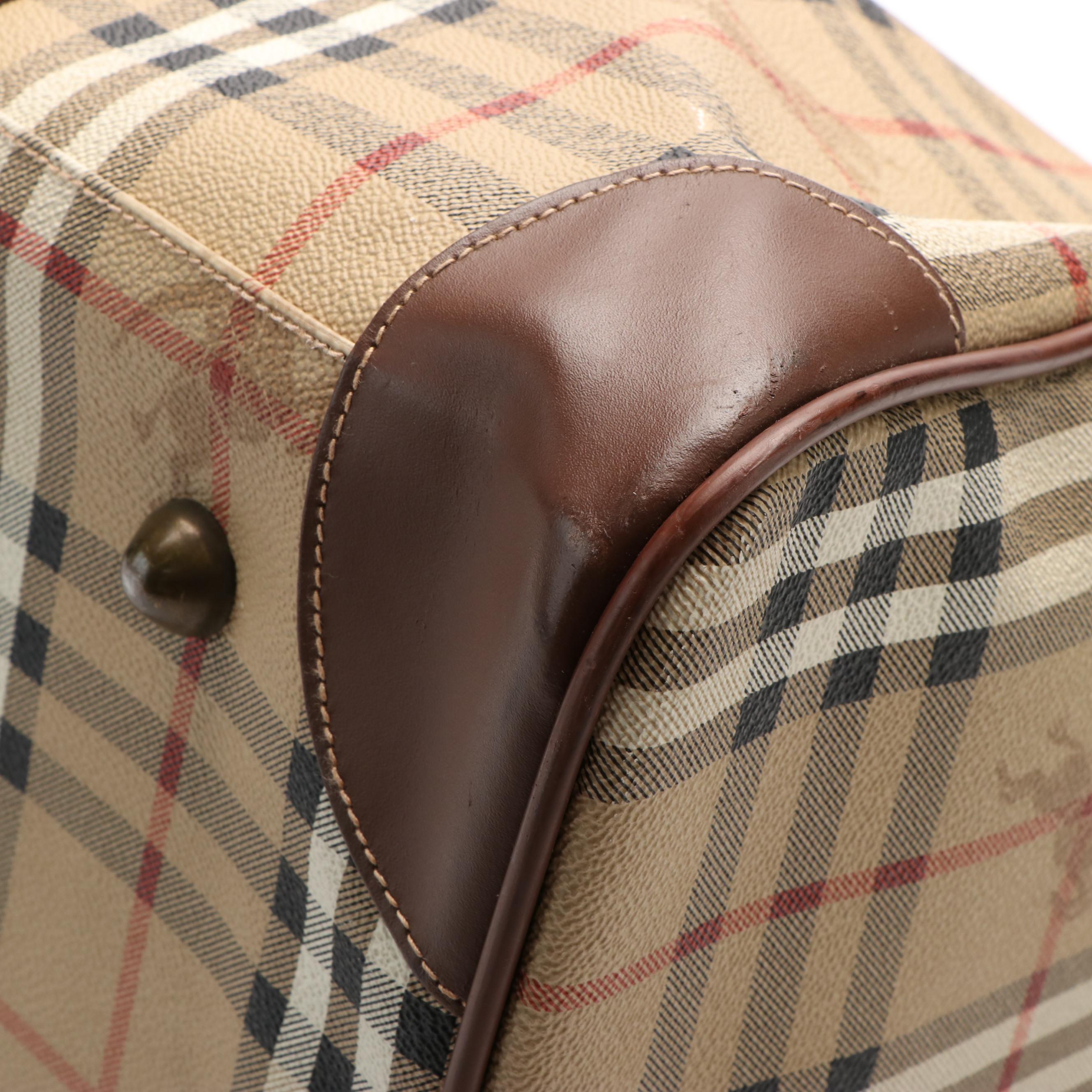 Burberry Duffle Bag Beige Nova Check Boston Coated Canvas