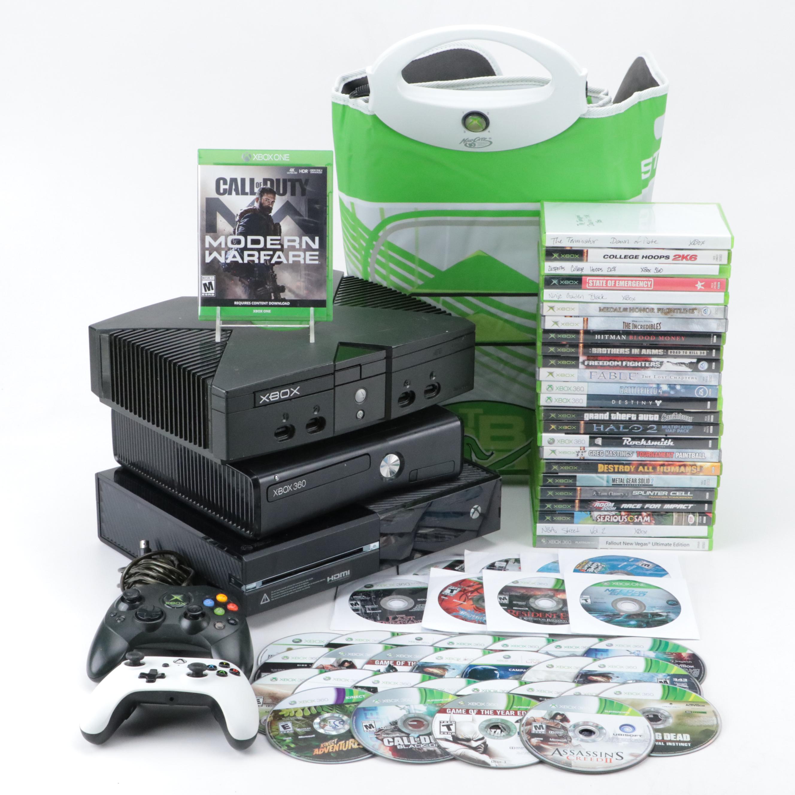 Original Xbox, Xbox 360, and Xbox One Consoles with Video Games and More