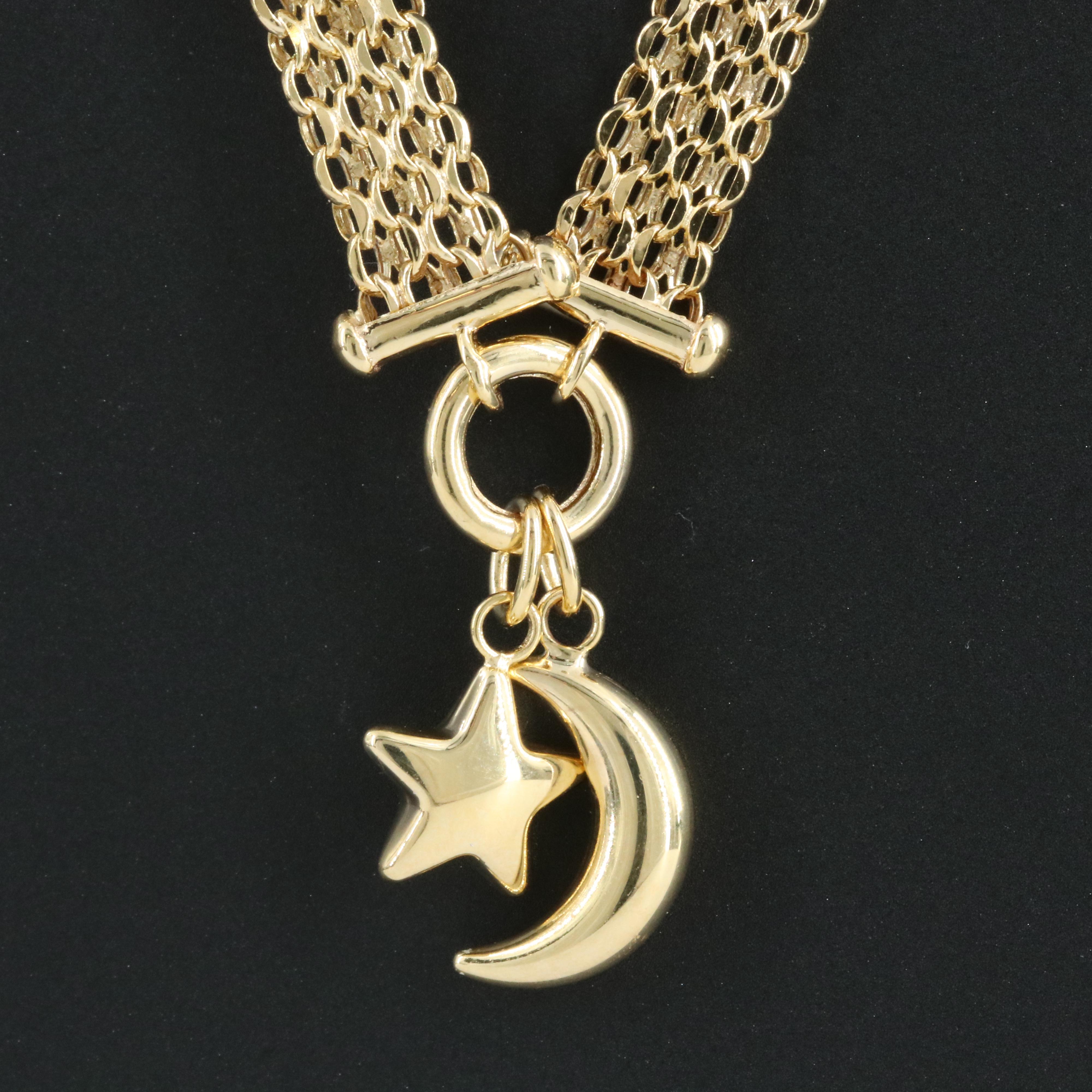 14K Crescent and Star Necklace